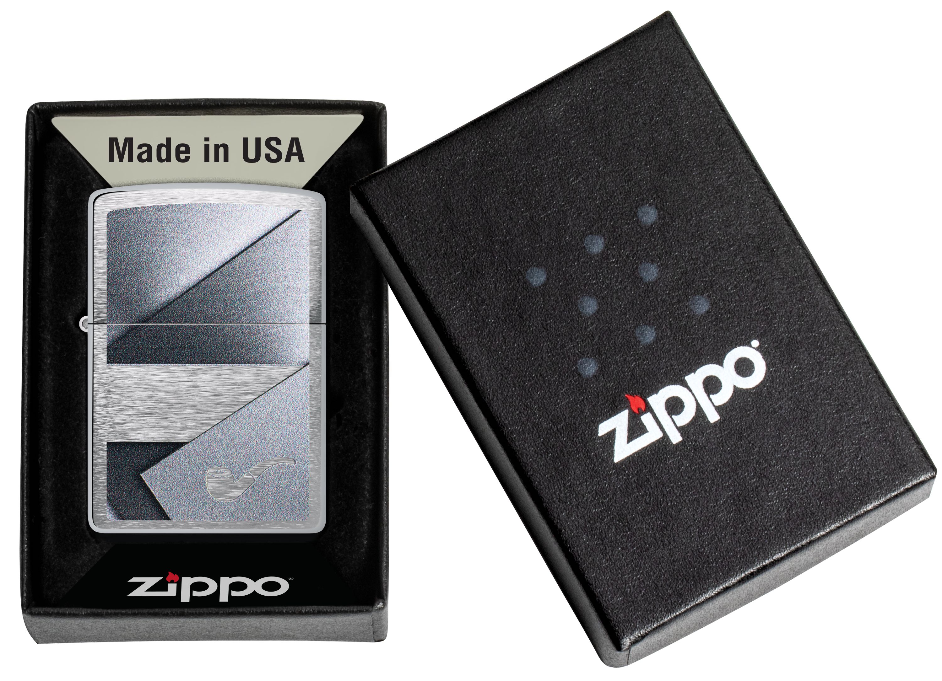 Zippo Brushed Sheet Metal Pipe Design w Pipe Insert ZP47191 View 3