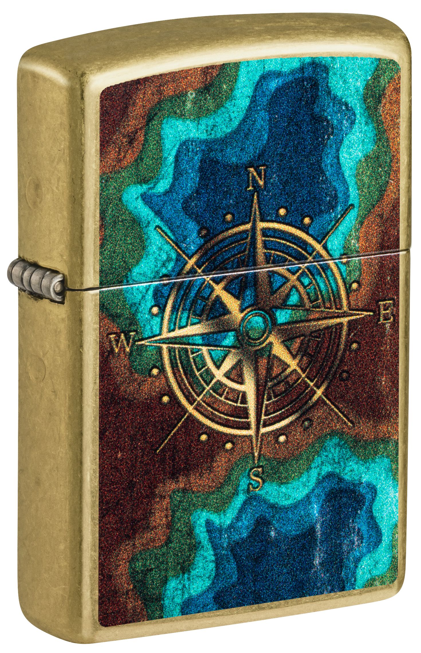 Zippo Nature and Outdoors Compass Design Street Brass ZP47190 View 1