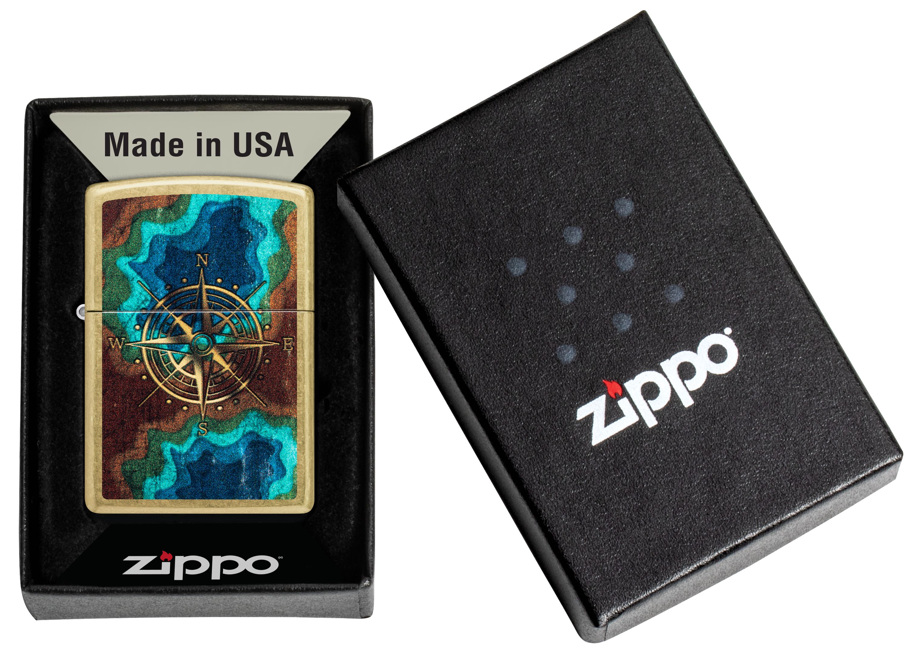 Zippo Nature and Outdoors Compass Design Street Brass ZP47190 View 3