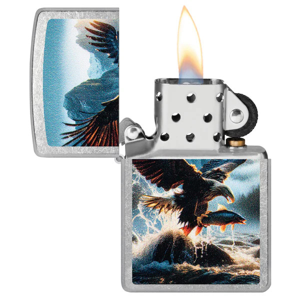 Zippo Catch of the Day Eagle and Fish Design Street Chrome ZP47188 View 2