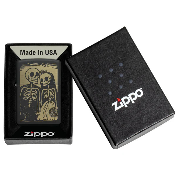 Zippo Skeleton Wedding Couple Black Matte ZP47210 View 3