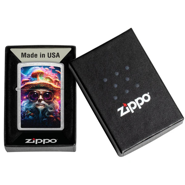 Zippo Mushroom Man Design Brushed Chrome ZP47184 View 3