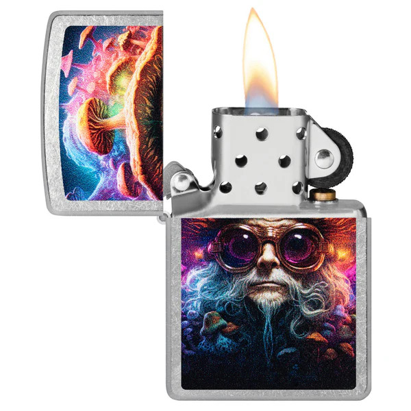 Zippo Mushroom Man Design Brushed Chrome ZP47184 View 2