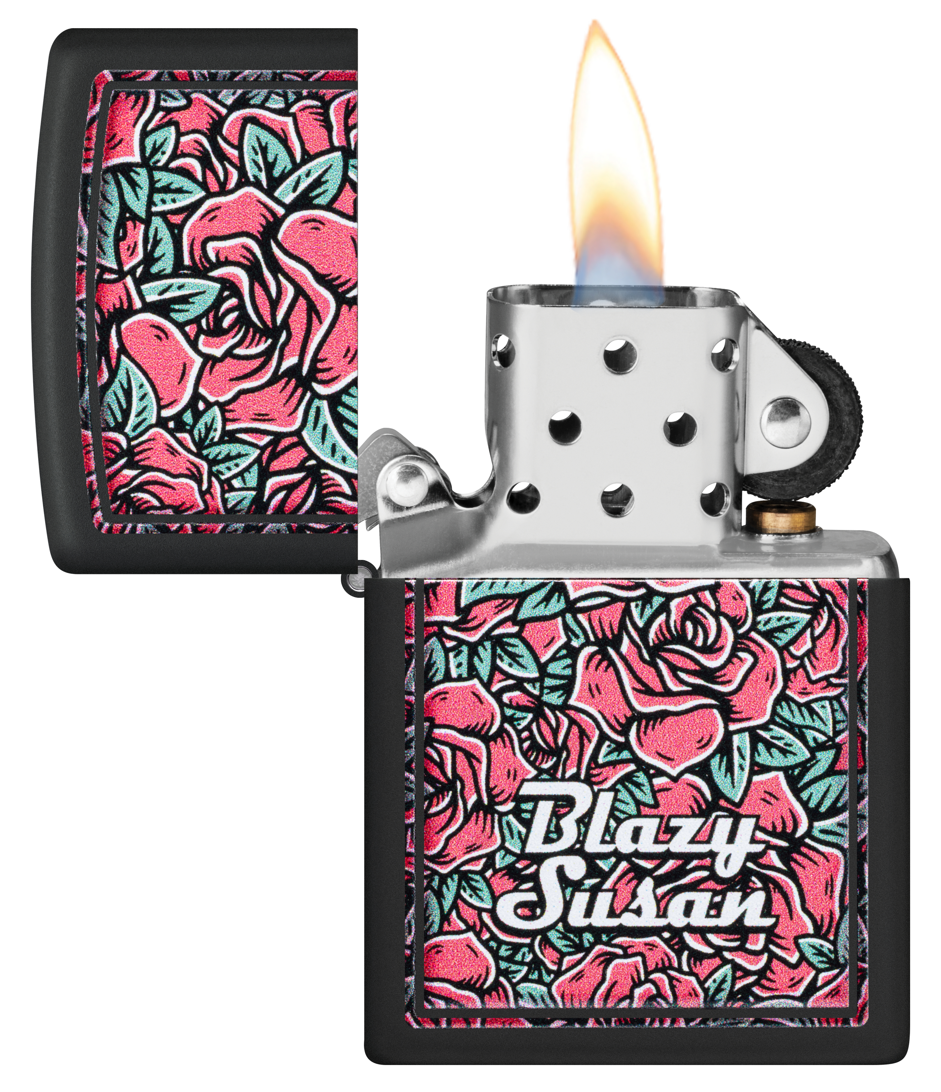 Zippo Blazy Susan Flower Black Matte Lighter ZP47192 View 1