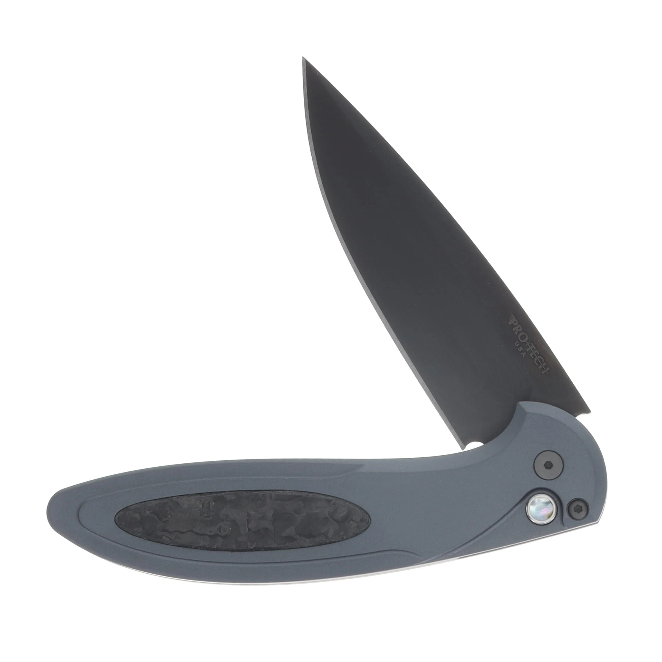 ProTech SMKW Exclusive Cambria Folding Knife Smoky Grey DLC Magnacut/Smoky Grey Aluminum TechnoCarbo Black Inlay CF2103-LTD TC SMKW View 3