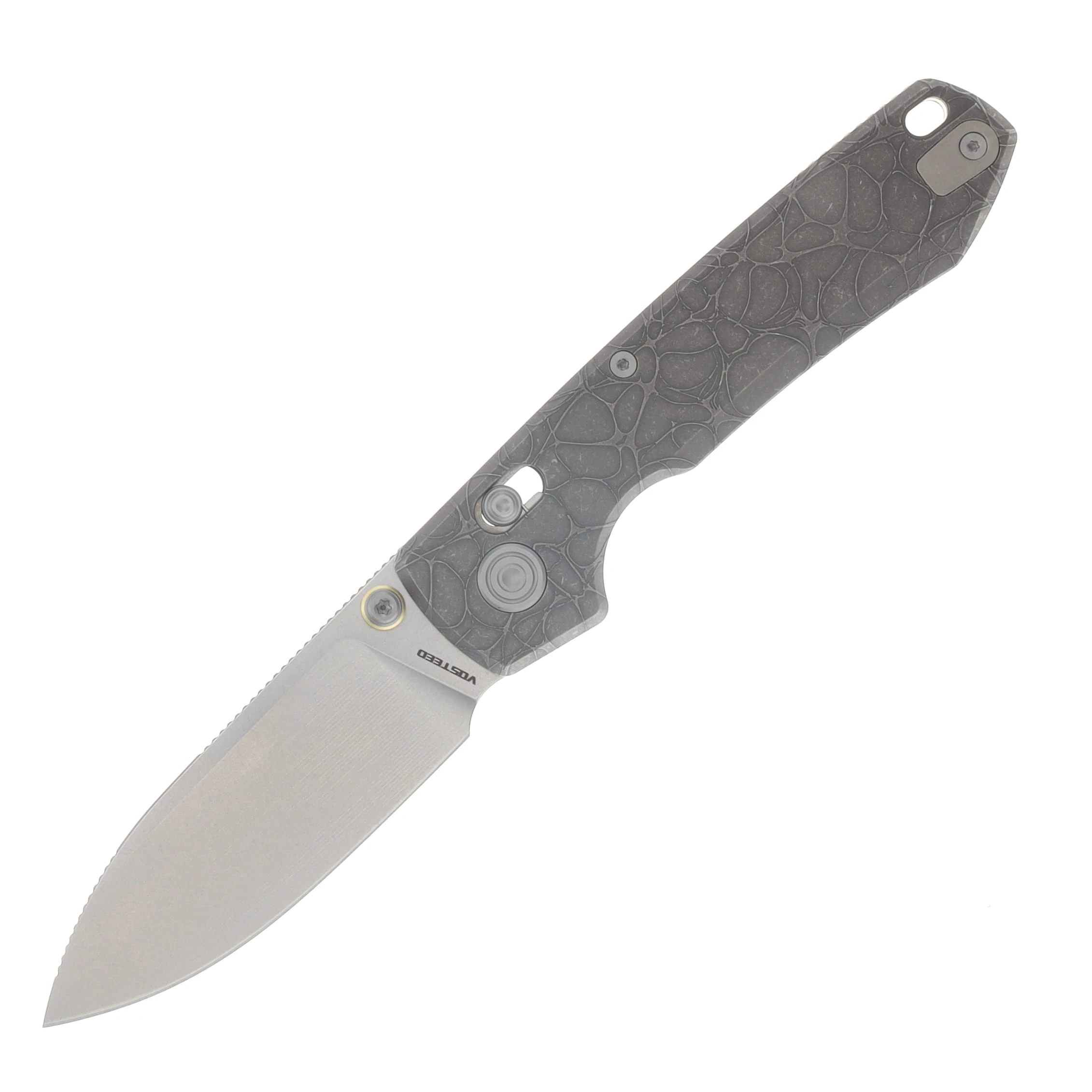 Vosteed TiSlim Raccoon Crossbar Lock Folding Knife Stonewash 154CM/Acid Wash Titanium A4506 View 1