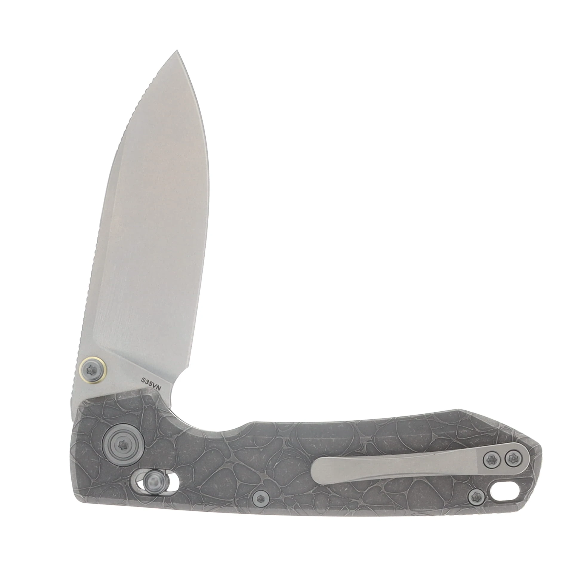 Vosteed TiSlim Raccoon Crossbar Lock Folding Knife Stonewash 154CM/Acid Wash Titanium A4506 View 4