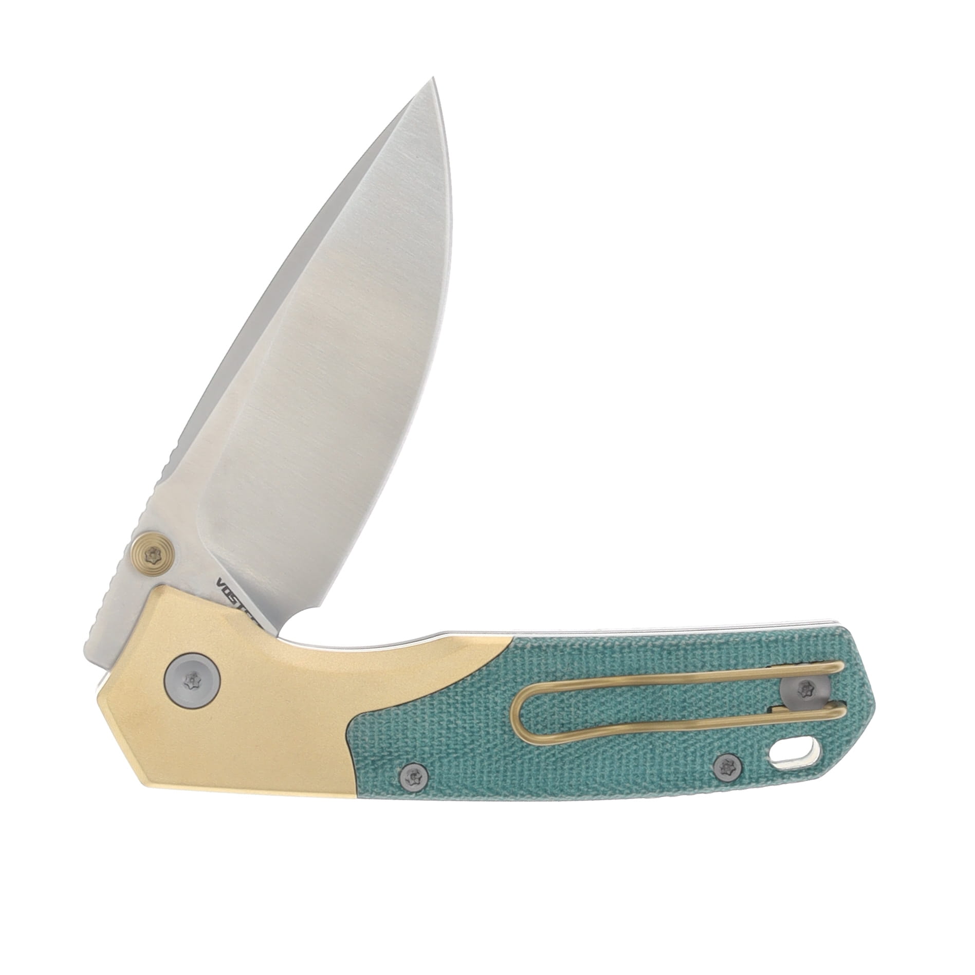Vosteed Psyop Top Linerlock Folding Knife (Satin, S35VN, Teal Micarta) A2221 View 4
