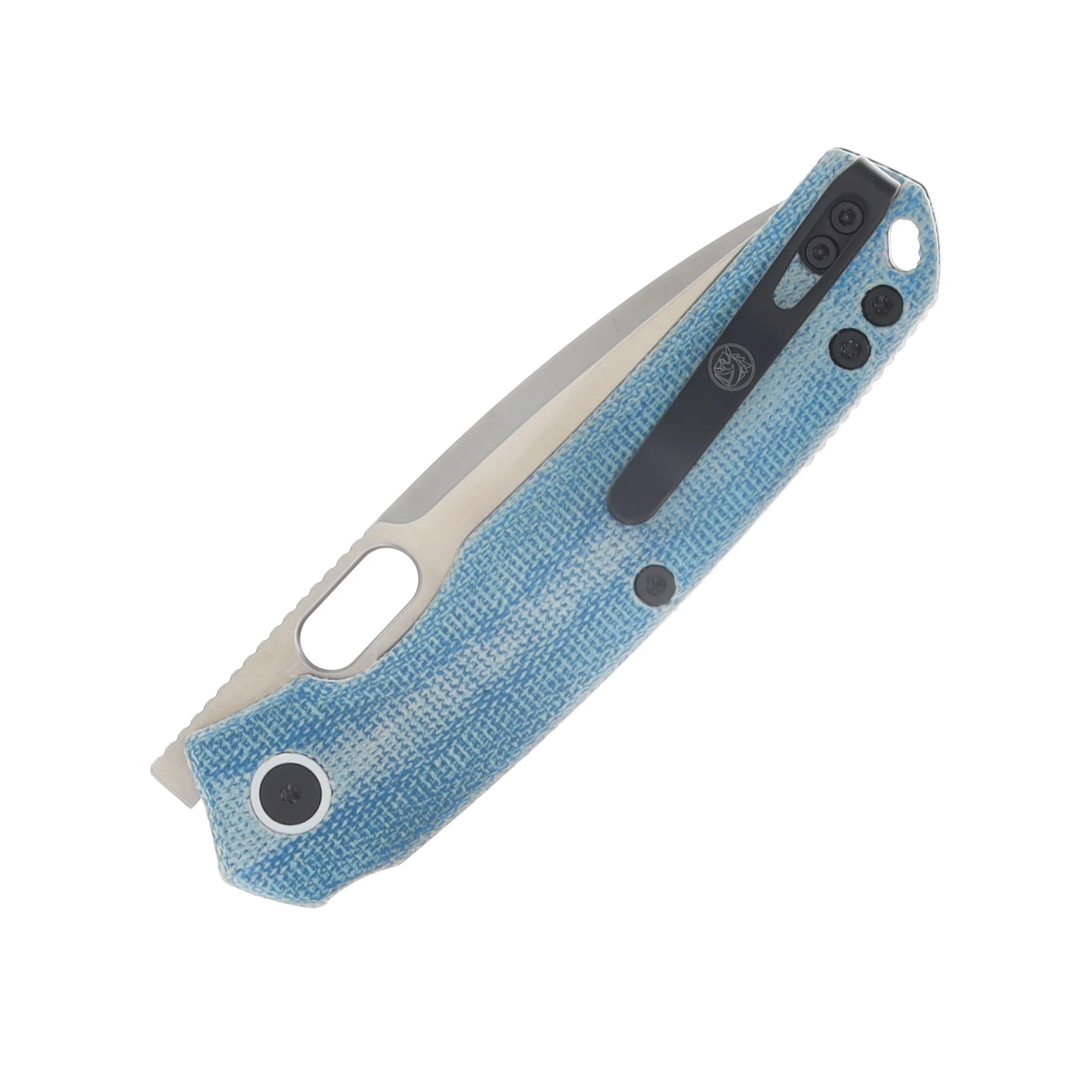 Vosteed Psyop Top Linerlock Folding Knife (Satin Elmax Blue Micarta) A2214 View 6