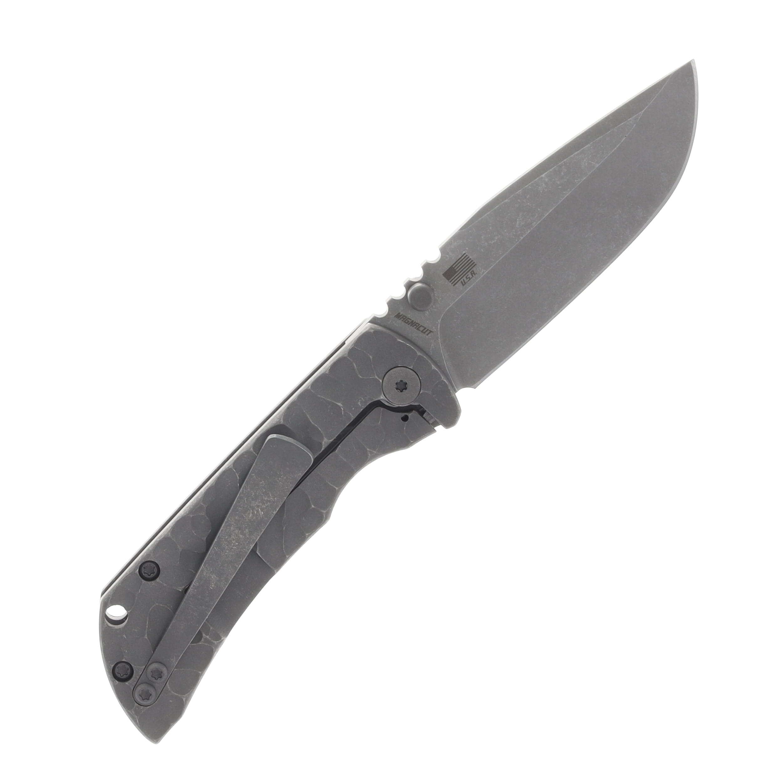 McNees PM Mac 2 3" Blade Stonewash Drop Point Magnacut Stonewash Atomic Rock with Stonewash Hardware MCN3DPSWATRK View 2