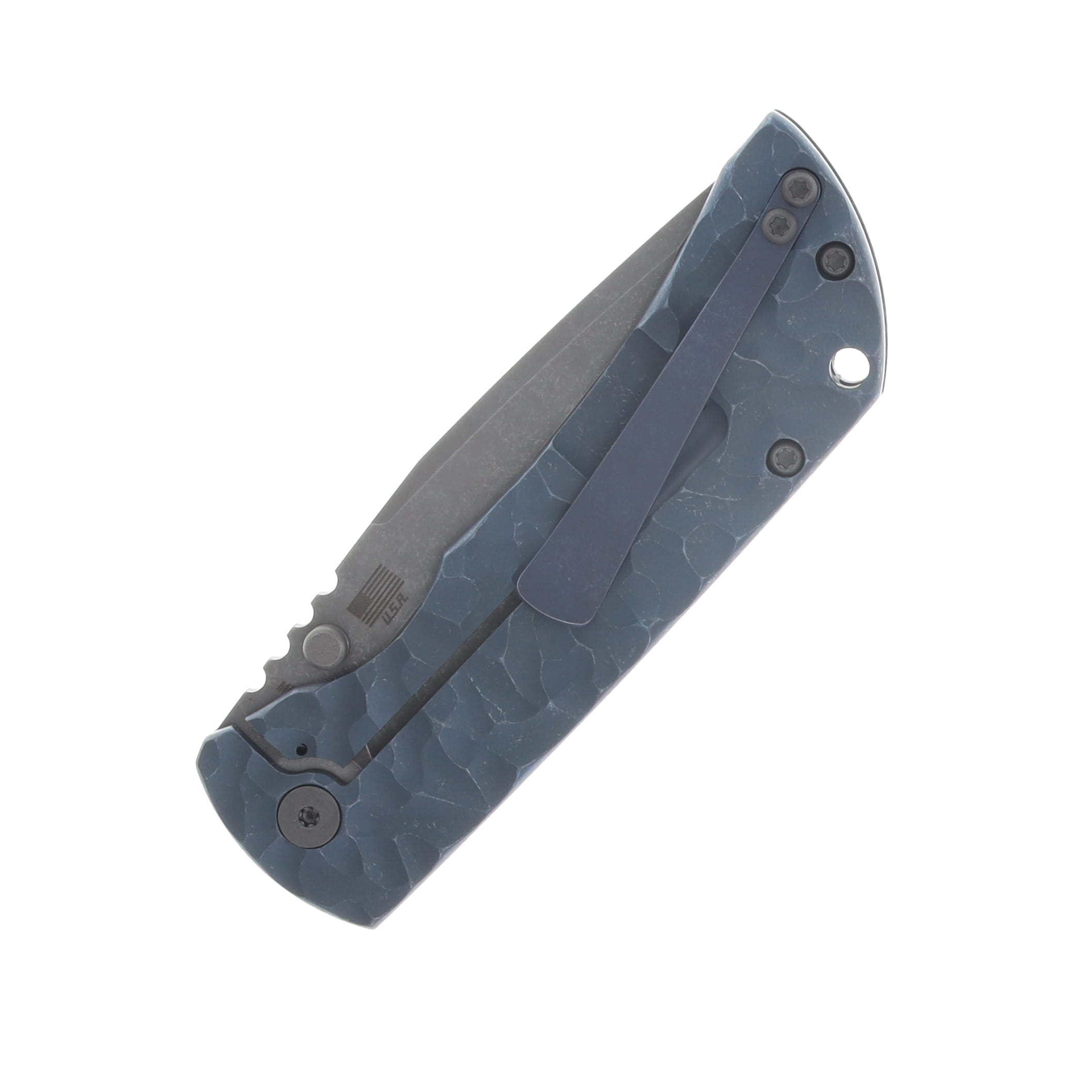 McNees 3.75 Dixon Folding Knife Stonewash Magnacut Drop Point Blue Atomic Rock with Stonewash Hardware MN35DPBLATRK View 6