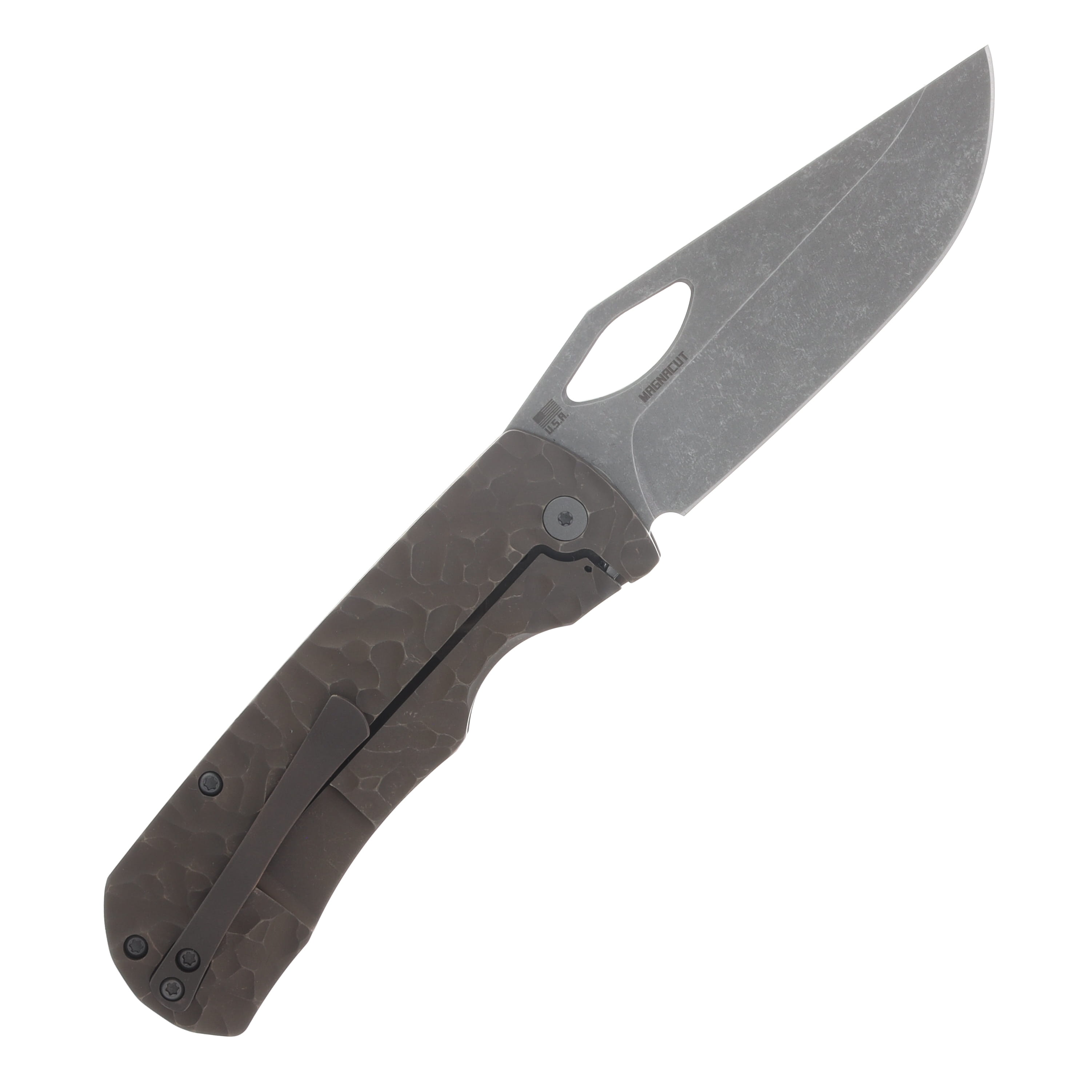 McNees 3.75 Dixon Folding Knife Satin Stonewash Magnacut Bronze Atomic Rock with Stonewash Hardware MCDIXROCKBZAT View 2