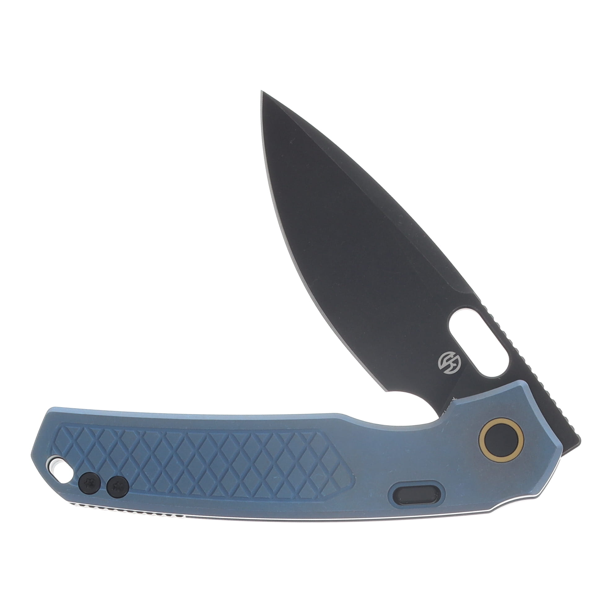 Vosteed Psyop Top Linerlock Folding Knife (Black SW Elmax Blue Ti) A2205 View 3