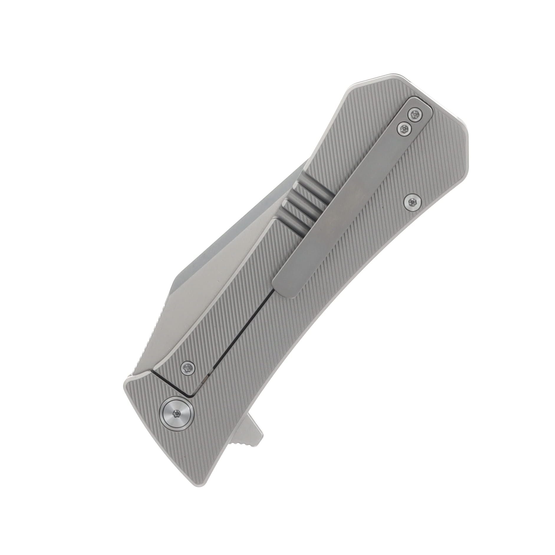 Auxiliary MFG. Coffin Tanto XL Frame Lock Folder Full Titanium 4in Blade Production AUX006TITNXL View 6