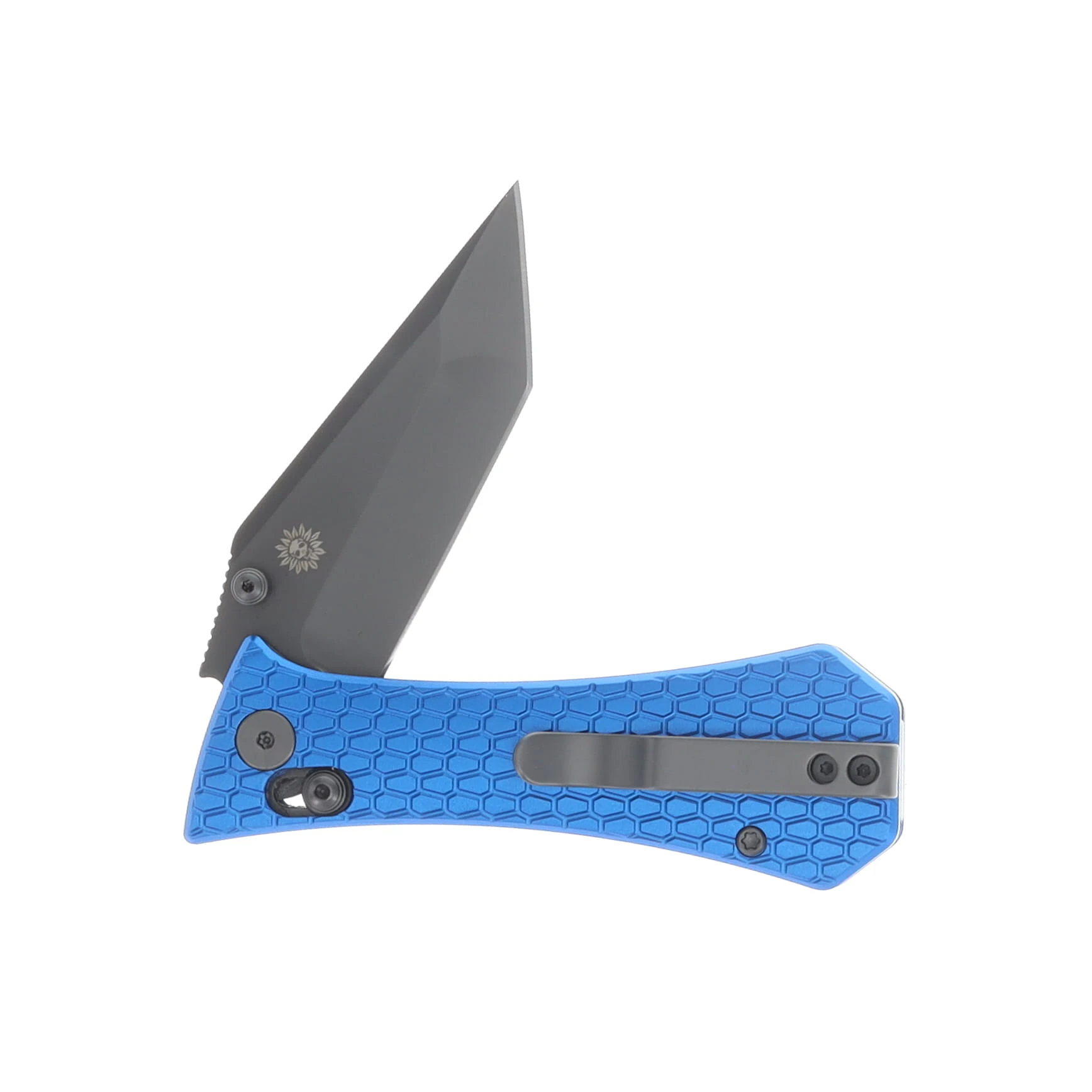 Auxiliary MFG. Coffin Tanto Crossbar Folder Blue Aluminum - Production AUX010BLU View 4