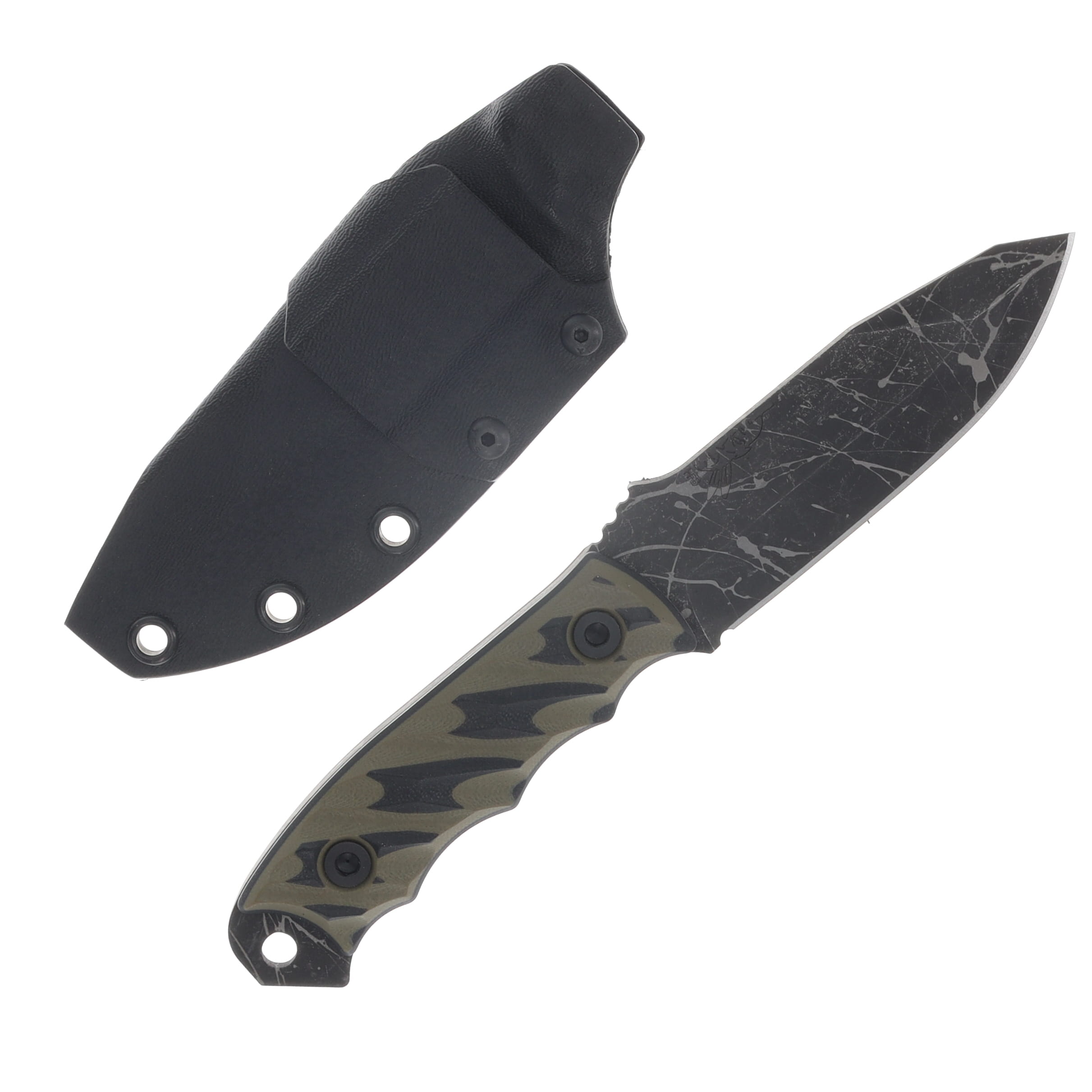 Half Face Blades Disaster Jr Fixed Blade OD Green-Black G10 Textured Grip Acid Splash HFDJODBKTXT View 1