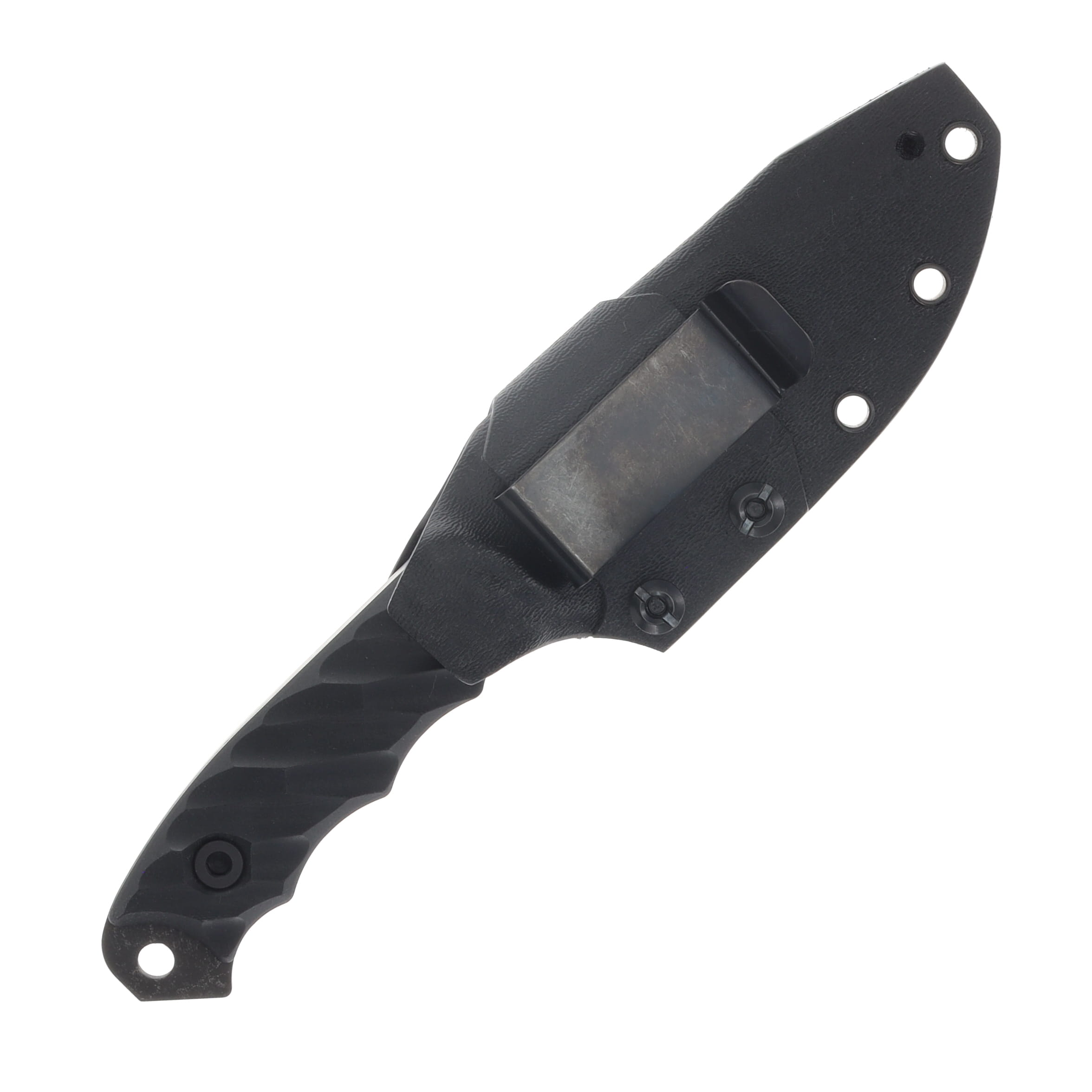 Half Face Blades Disaster Jr Fixed Blade Black G10 Allen Bolts Textured Grip Acid Etch Blade HFDJBKTXT View 4
