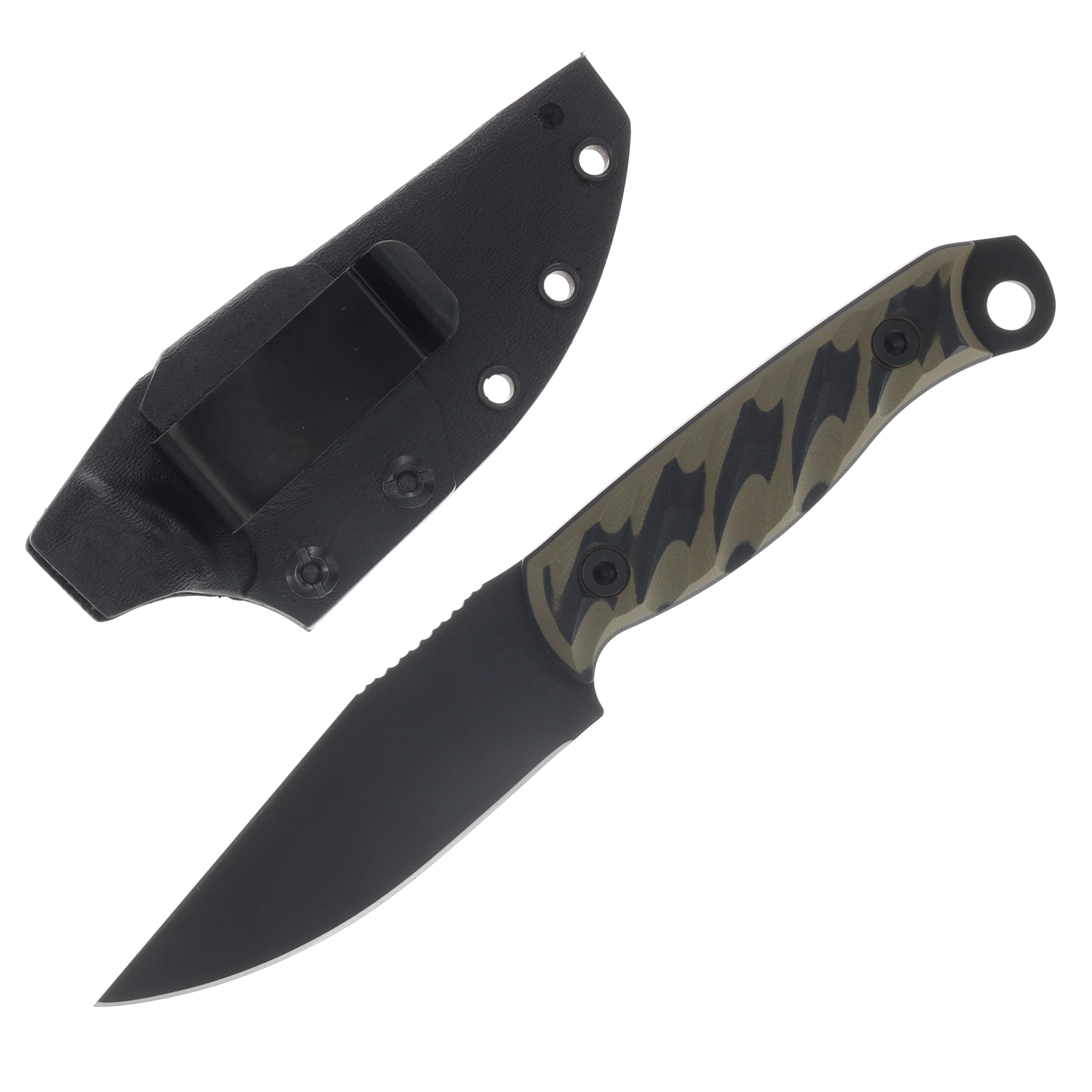 Half Face Blades Crow Jr Fixed Blade Black-OD Green G10 Armor Black Cerakote HFCWJRBKODTXT View 2