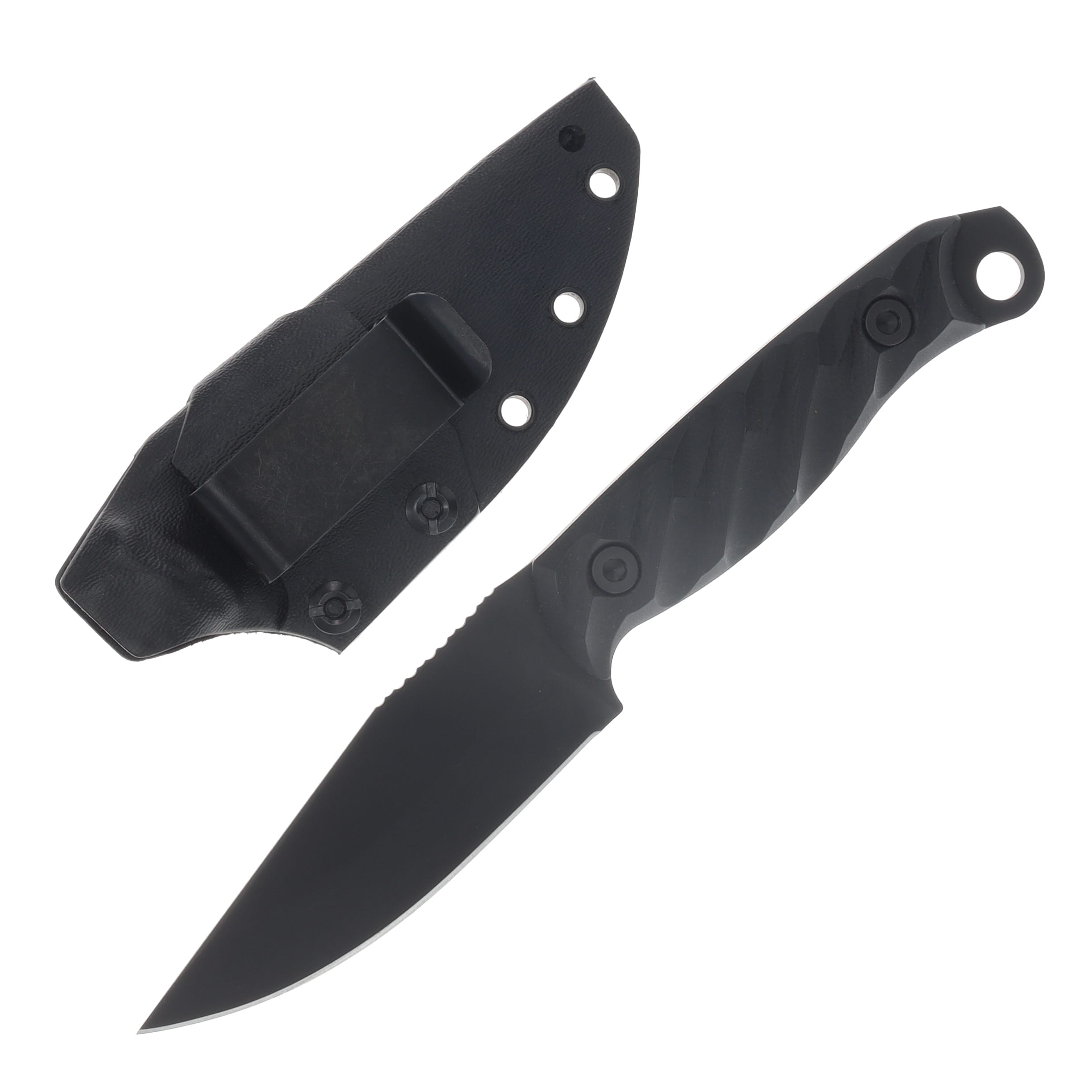 Half Face Blades Crow Jr Fixed Blade Black G10 Armor Black Cerakote Allen Bolts Textured Grip HFCWJRBKARTXT View 2