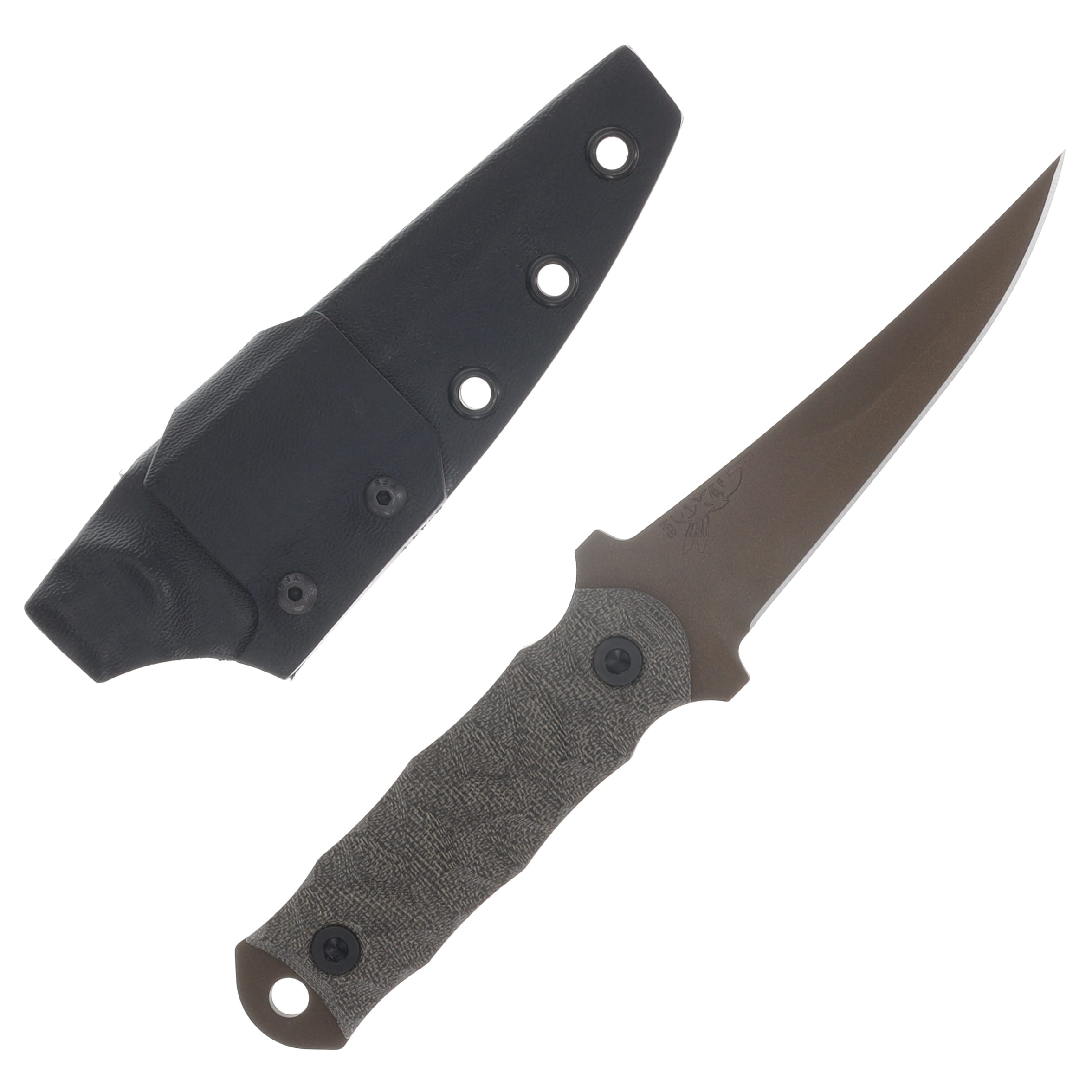Half Face Blades Combat Filet Fixed Blade Black Canvas Micarta Midnight Bronze Cerakote HFCFBCMMDBZ View 1