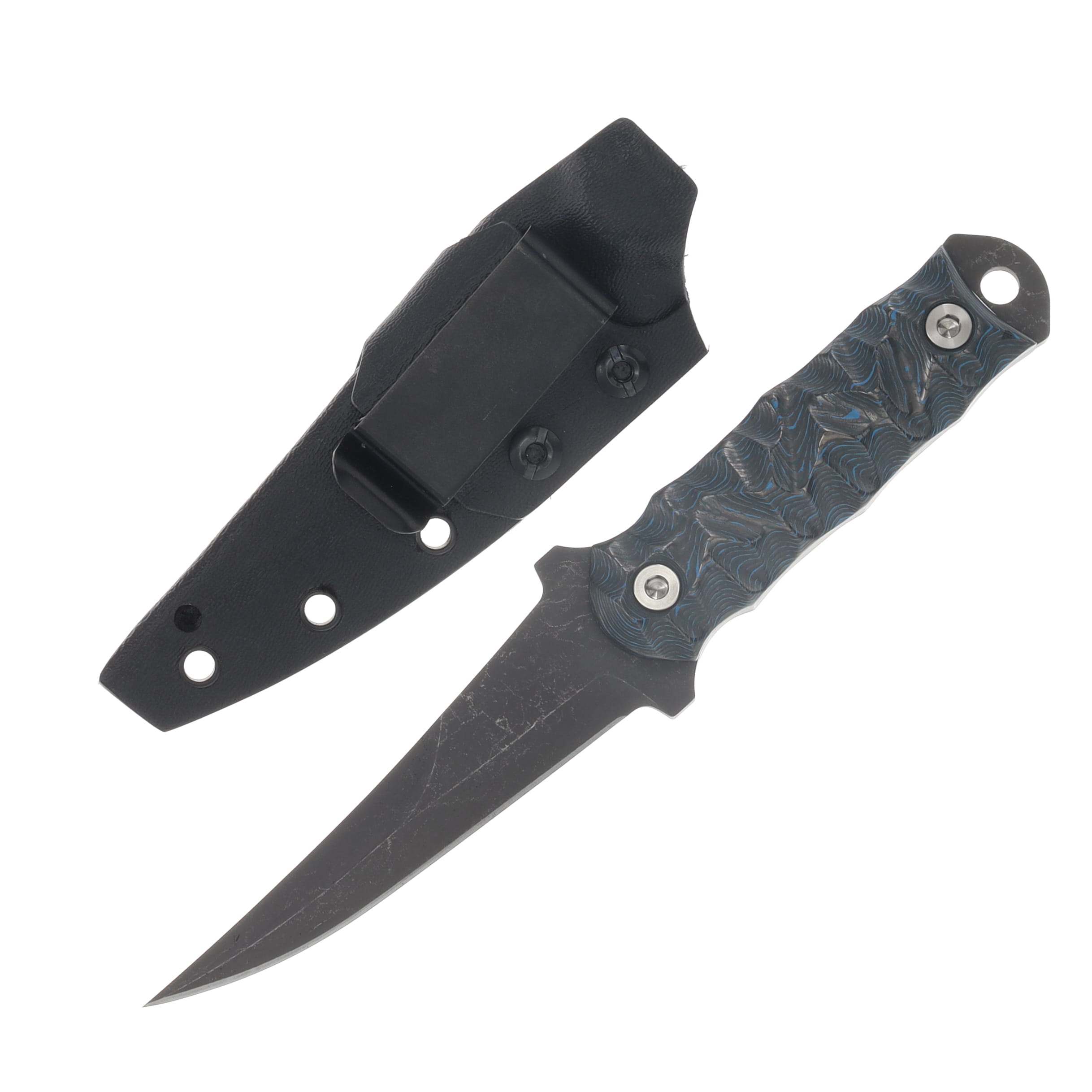 Half Face Blades Combat Filet Fixed Blade Arctic Storm Carbon Fiber TI Acid Etch Blade HFCFASCF View 2