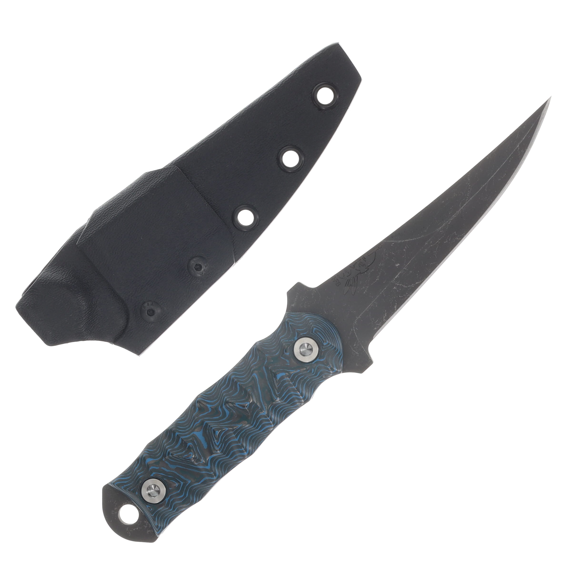 Half Face Blades Combat Filet Fixed Blade Arctic Storm Carbon Fiber TI Acid Etch Blade HFCFASCF View 1