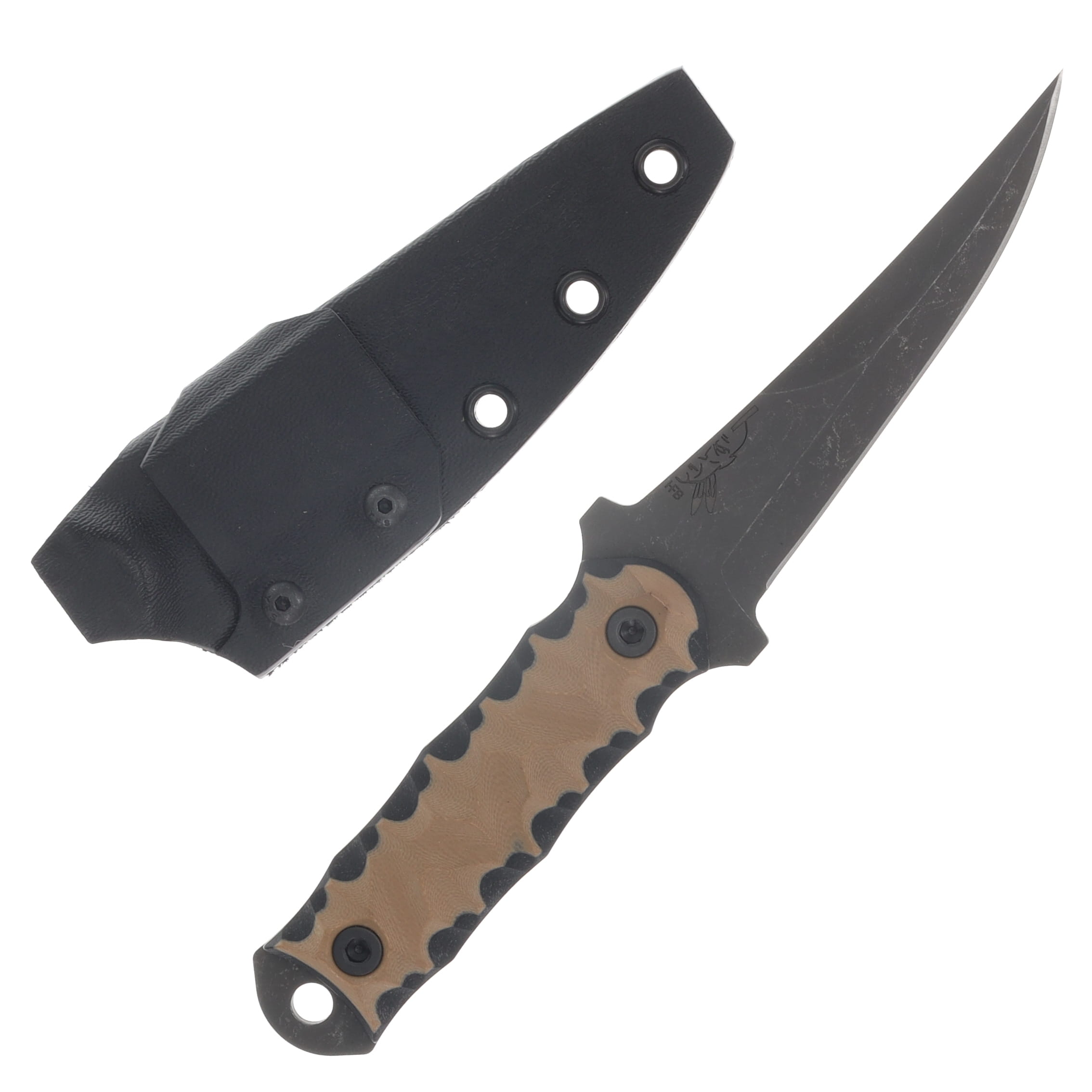 Half Face Blades Combat Filet Fixed Blade Coyote-Black G10 -Chaos Grip -Acid Etch HFCFCYBKCHAOS View 1