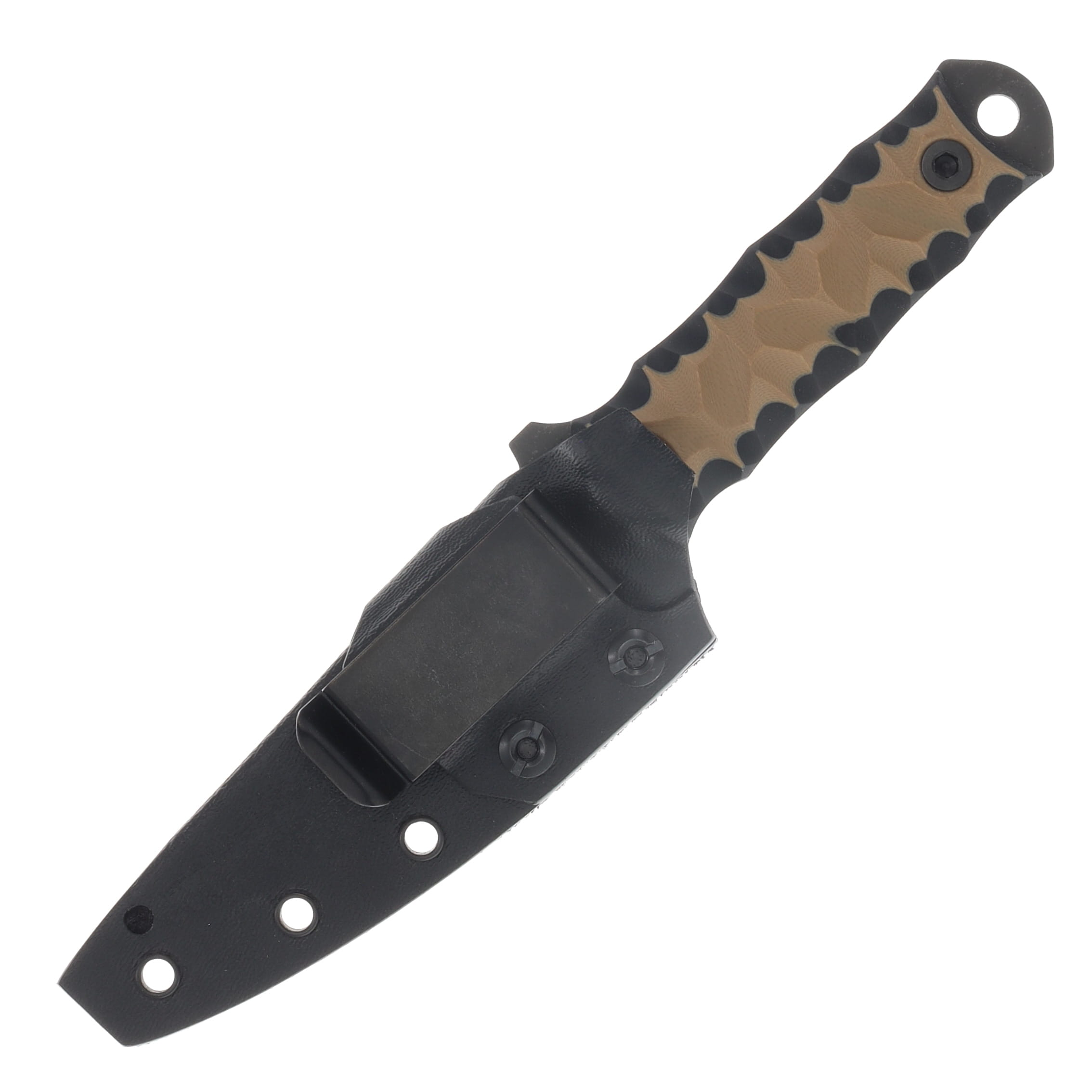 Half Face Blades Combat Filet Fixed Blade Coyote-Black G10 -Chaos Grip -Acid Etch HFCFCYBKCHAOS View 3