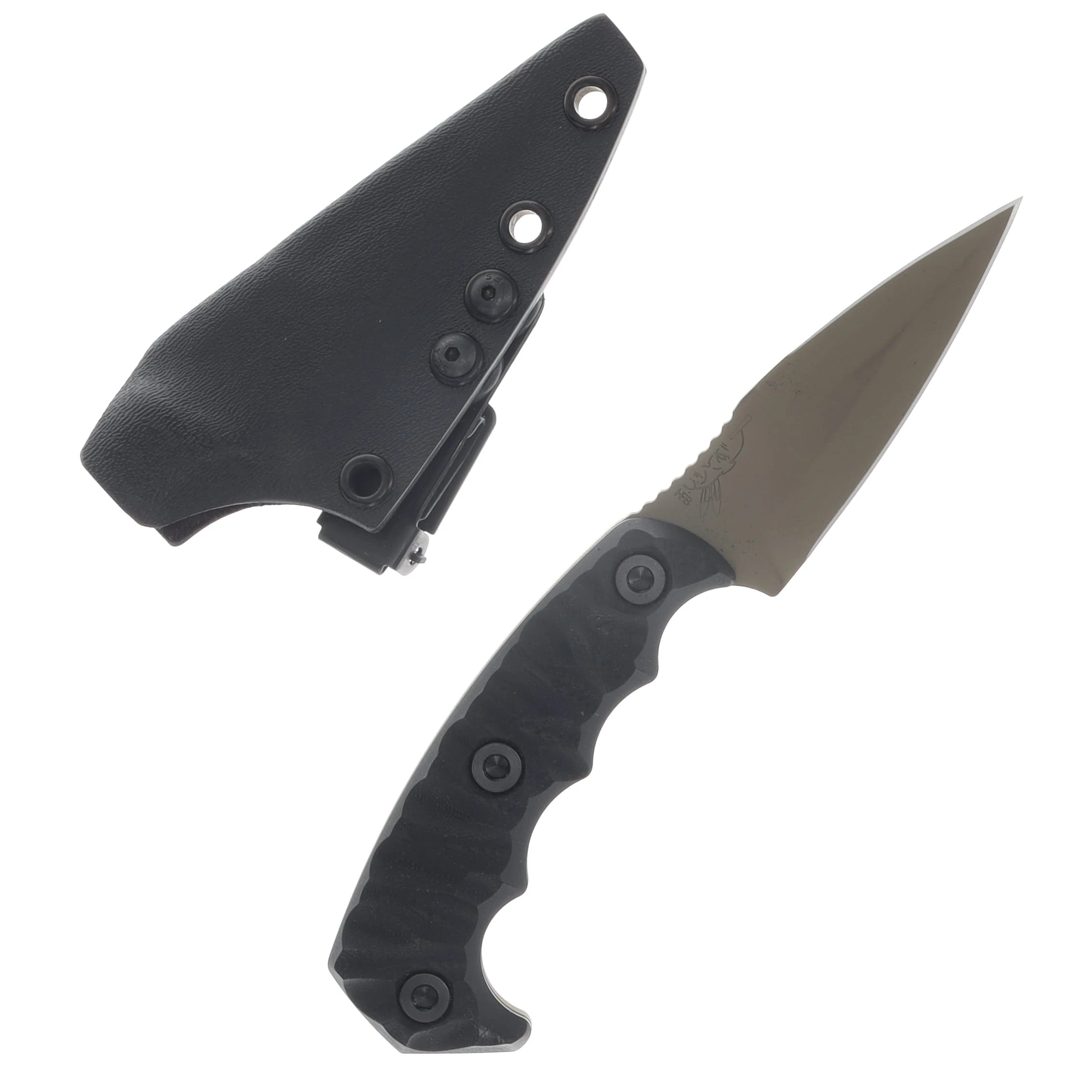 Half Face Blades 3in HUMINT Fixed Blade Black G10 FDE Cerakote Textured Grip HFHUMBKFDE View 1