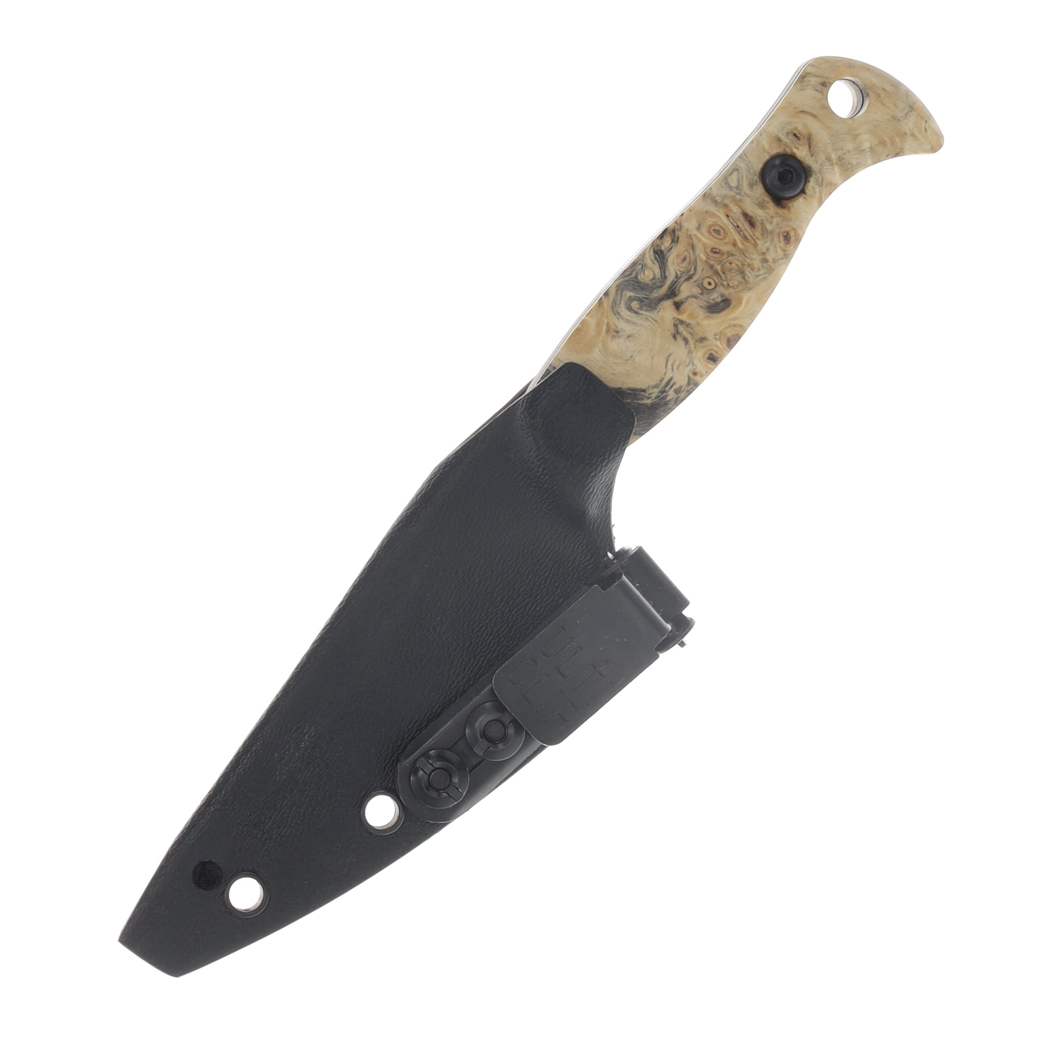 Half Face Blades Gulo Gulo Fixed Blade Buckeye Burl Armor Black Cerakote HFGULOBEBURL View 4