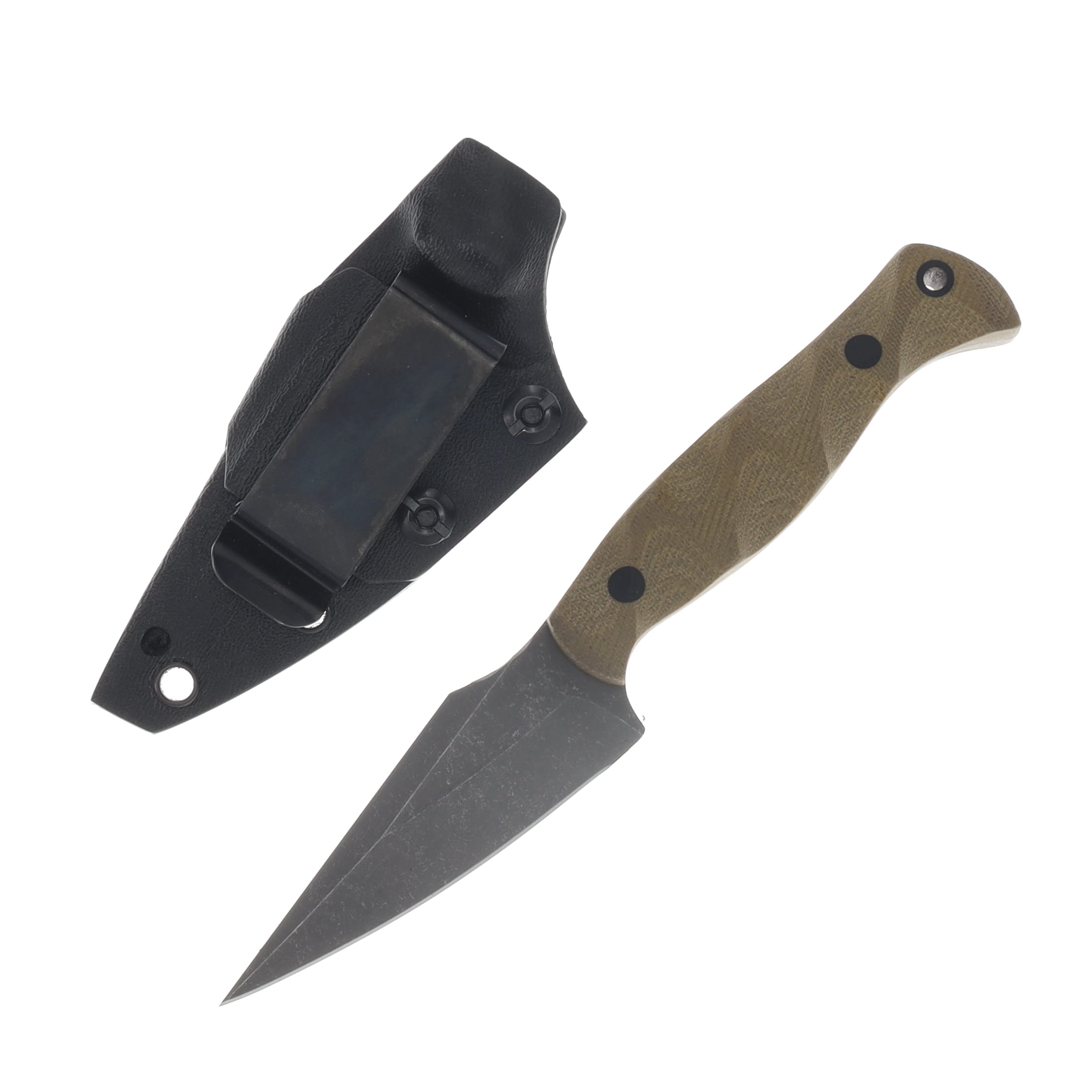Half Face Blades Gulo Gulo Fixed Blade OD Green Canvas Micarta CF Pins Acid Etch Blade HFGULOODCM View 2