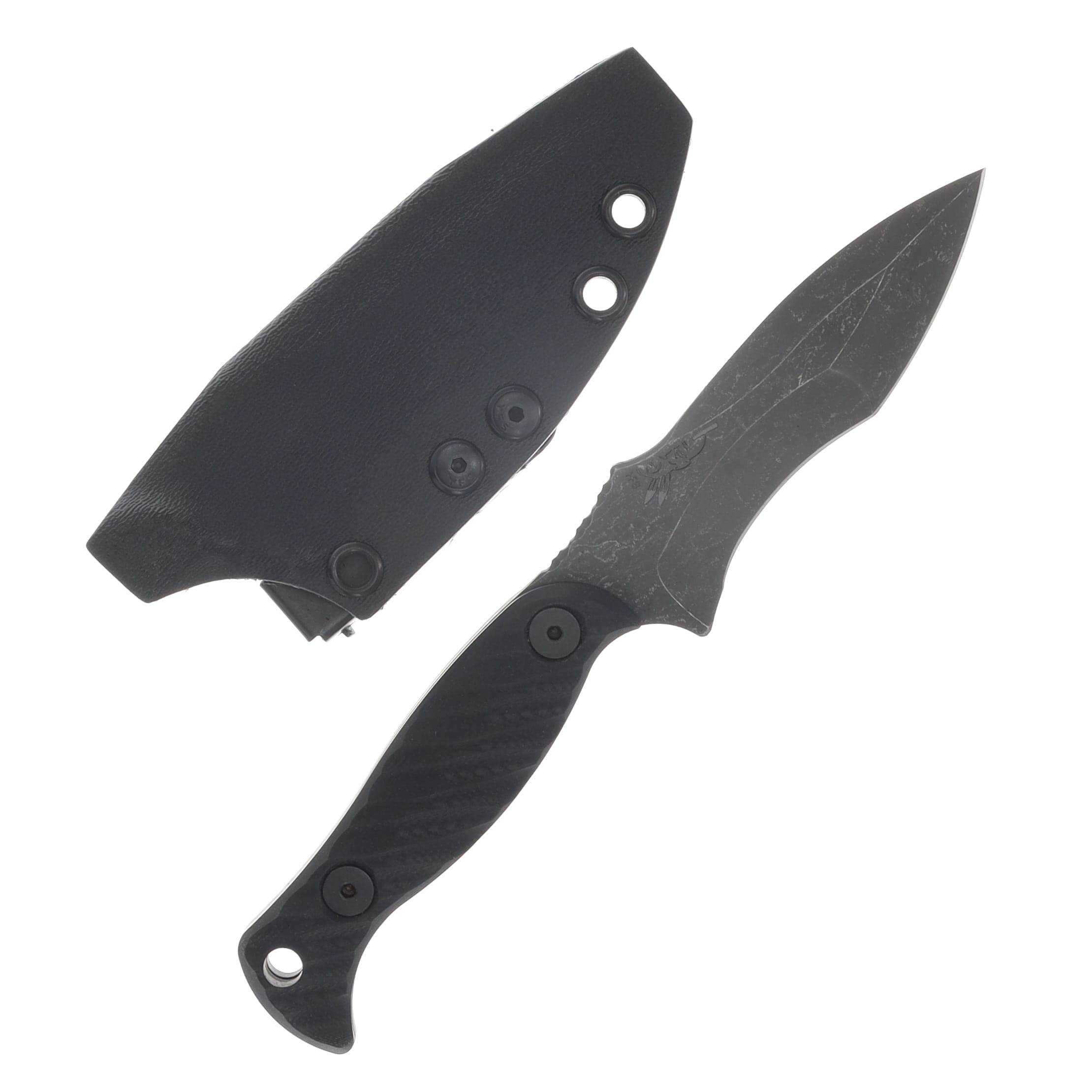 Half Face Blades Extremis MK1 Fixed Blade Black G10 Textured Grip Acid Etch Blade HFEXTRBKG10 View 1