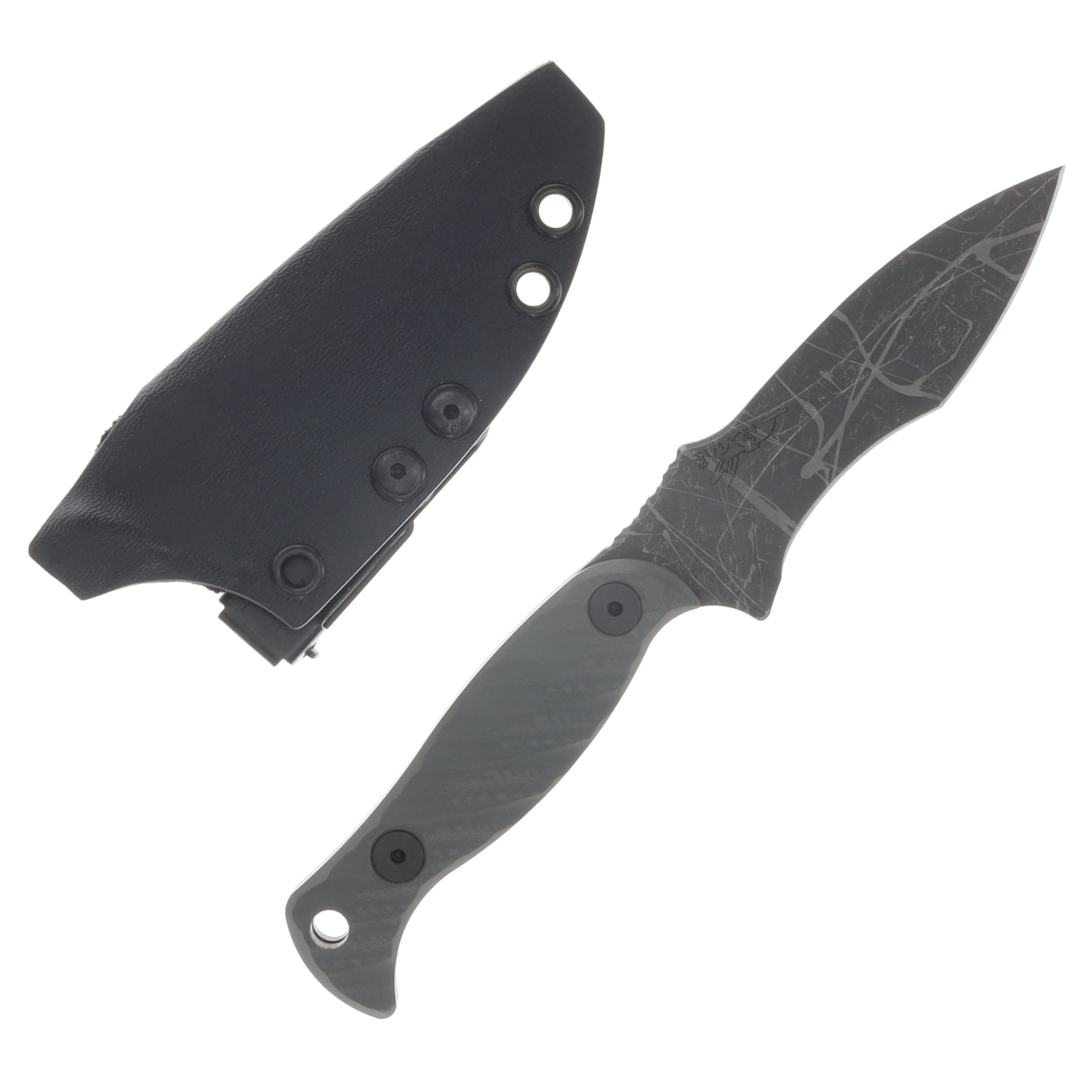 Half Face Blades Extremis MK1 Fixed Blade Gray G10 Textured Grip Acid Splash Blade HFEXTRGY View 1