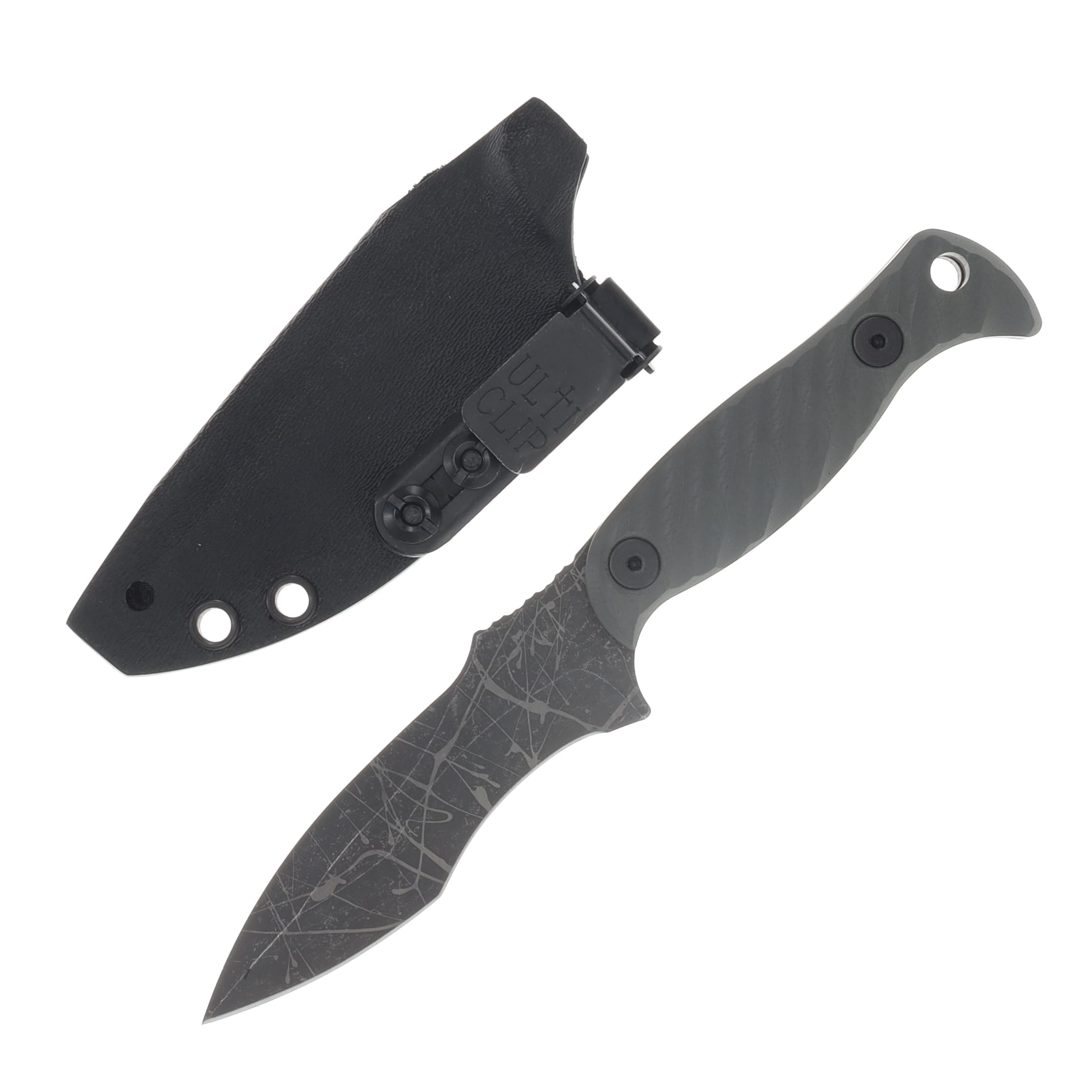 Half Face Blades Extremis MK1 Fixed Blade Gray G10 Textured Grip Acid Splash Blade HFEXTRGY View 2