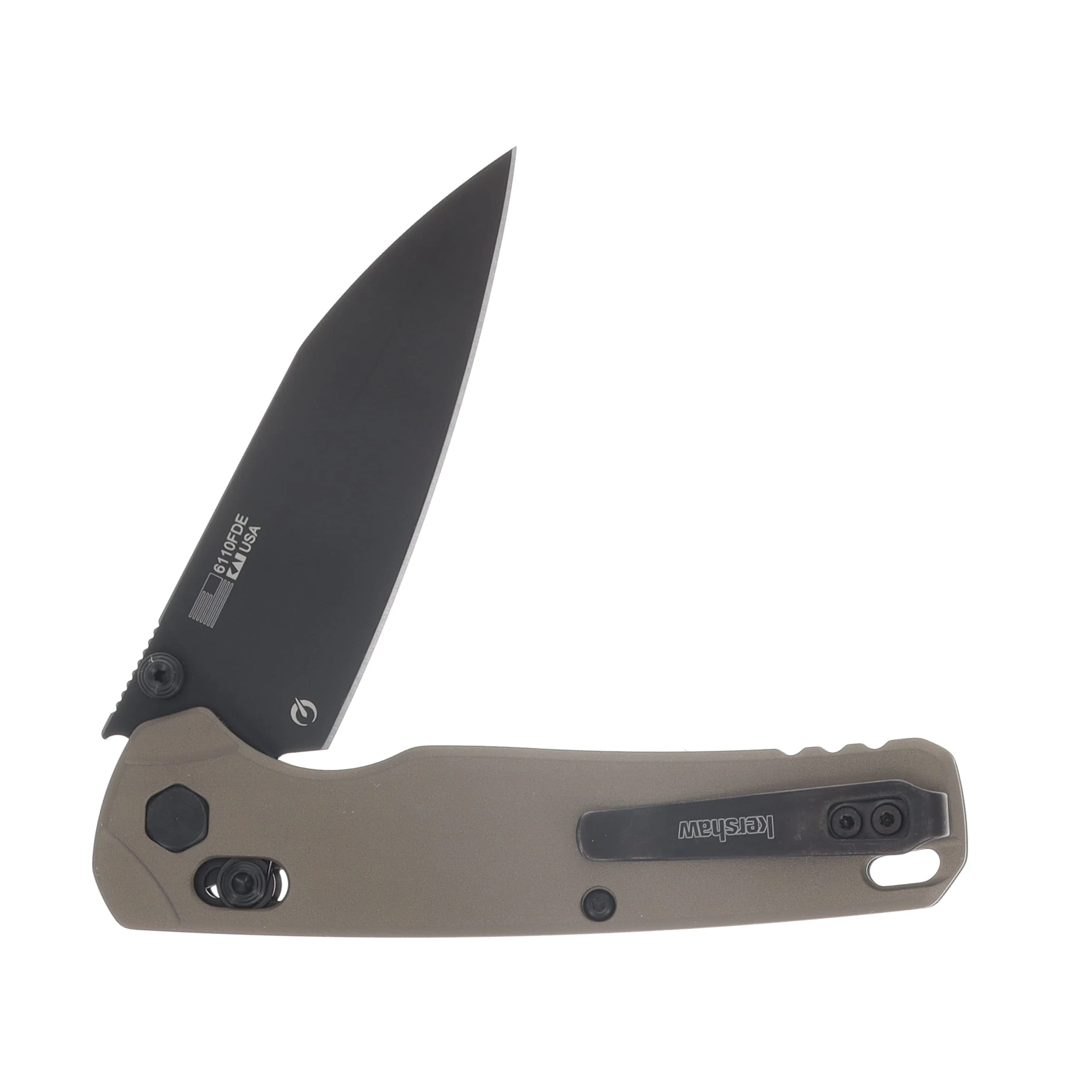 Kershaw Bel Air XL Folder 6061-T6 FDE Aluminum Handle Black PVD M4 Blade  KS6110FDE View 4
