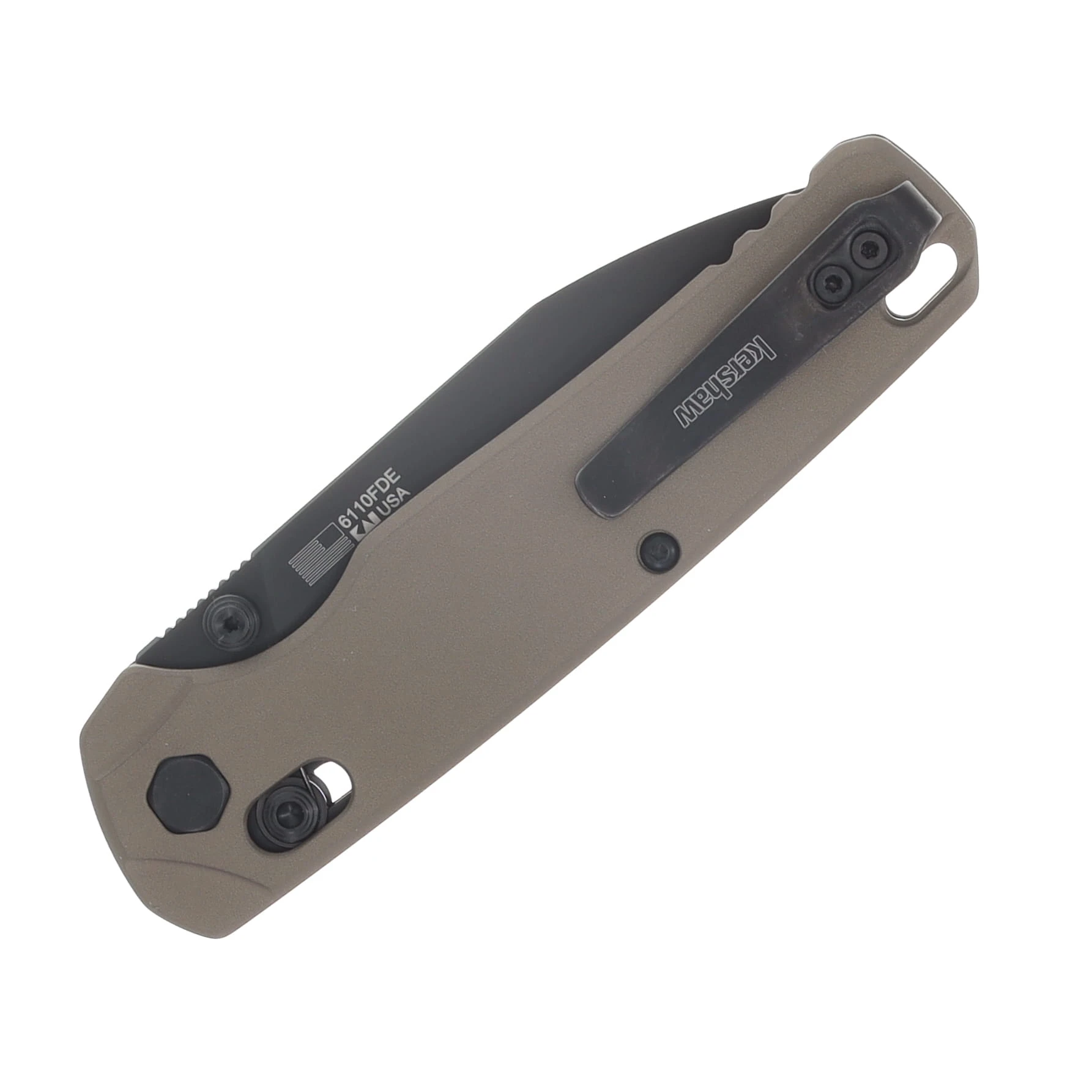 Kershaw Bel Air XL Folder 6061-T6 FDE Aluminum Handle Black PVD M4 Blade  KS6110FDE View 6