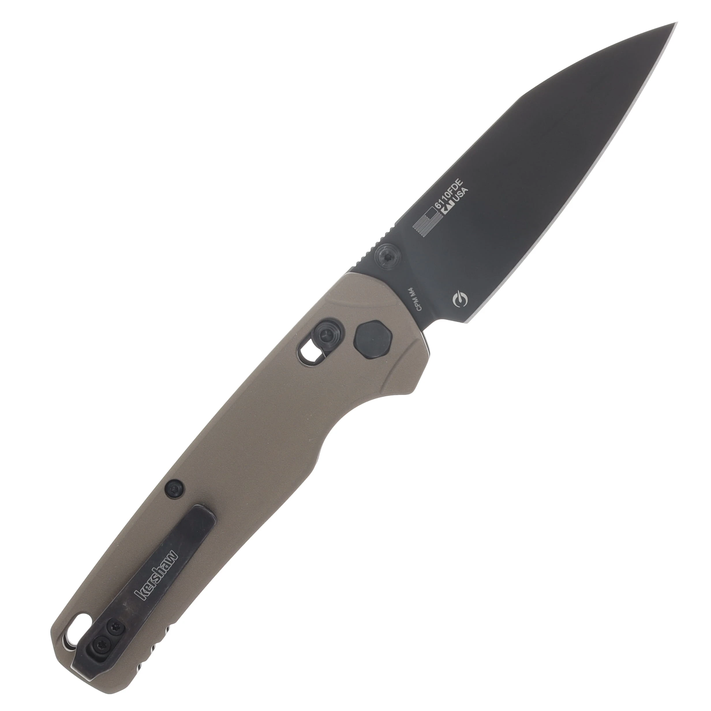 Kershaw Bel Air XL Folder 6061-T6 FDE Aluminum Handle Black PVD M4 Blade  KS6110FDE View 2