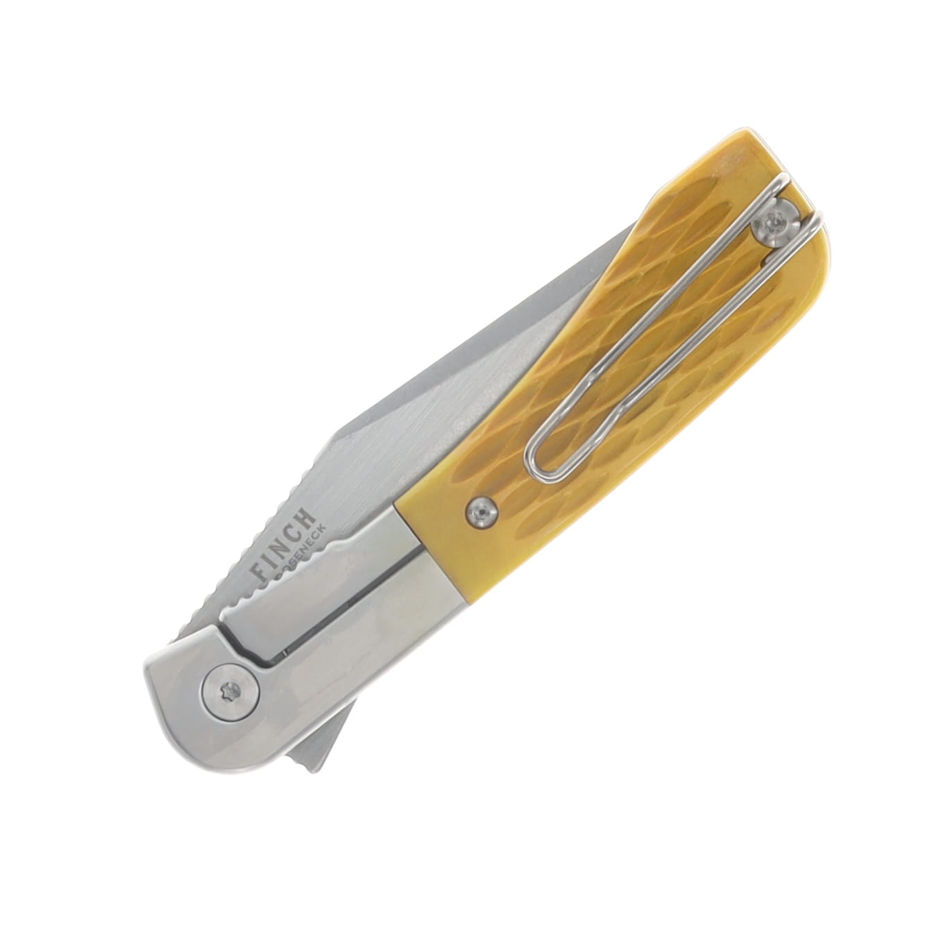 Finch Gooseneck Goldenrod Folding Knife Yellow Jigged Bone 14C28N Blade GN375 View 6
