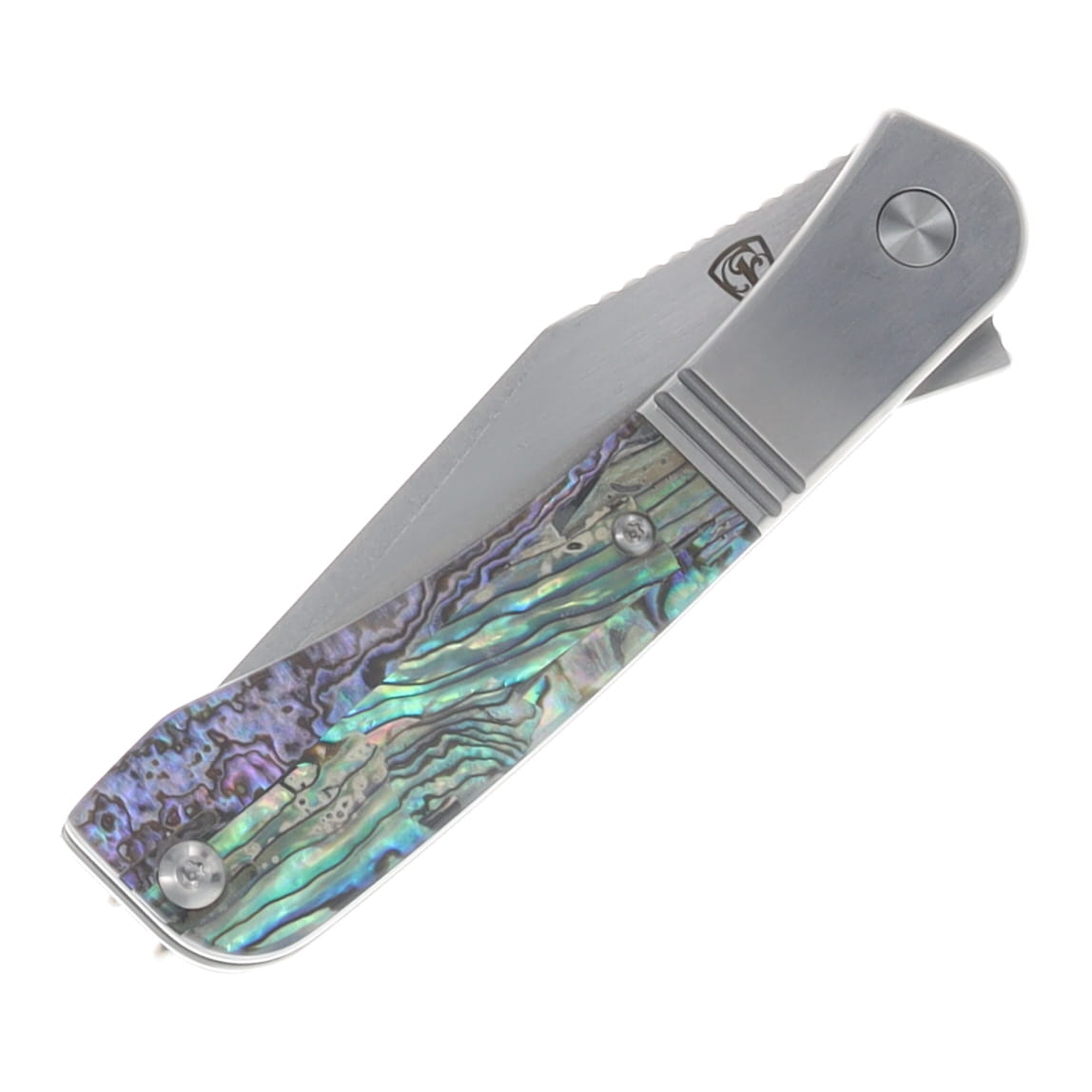 Finch Gooseneck Abalone Folding Knife Satin Stonewashed 14C28N Blade GN600 View 5