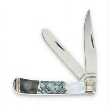 Rough Rider Three Piece Iridescent Abalone and Pearl Trapper Folding Knife RR2824 View 1
