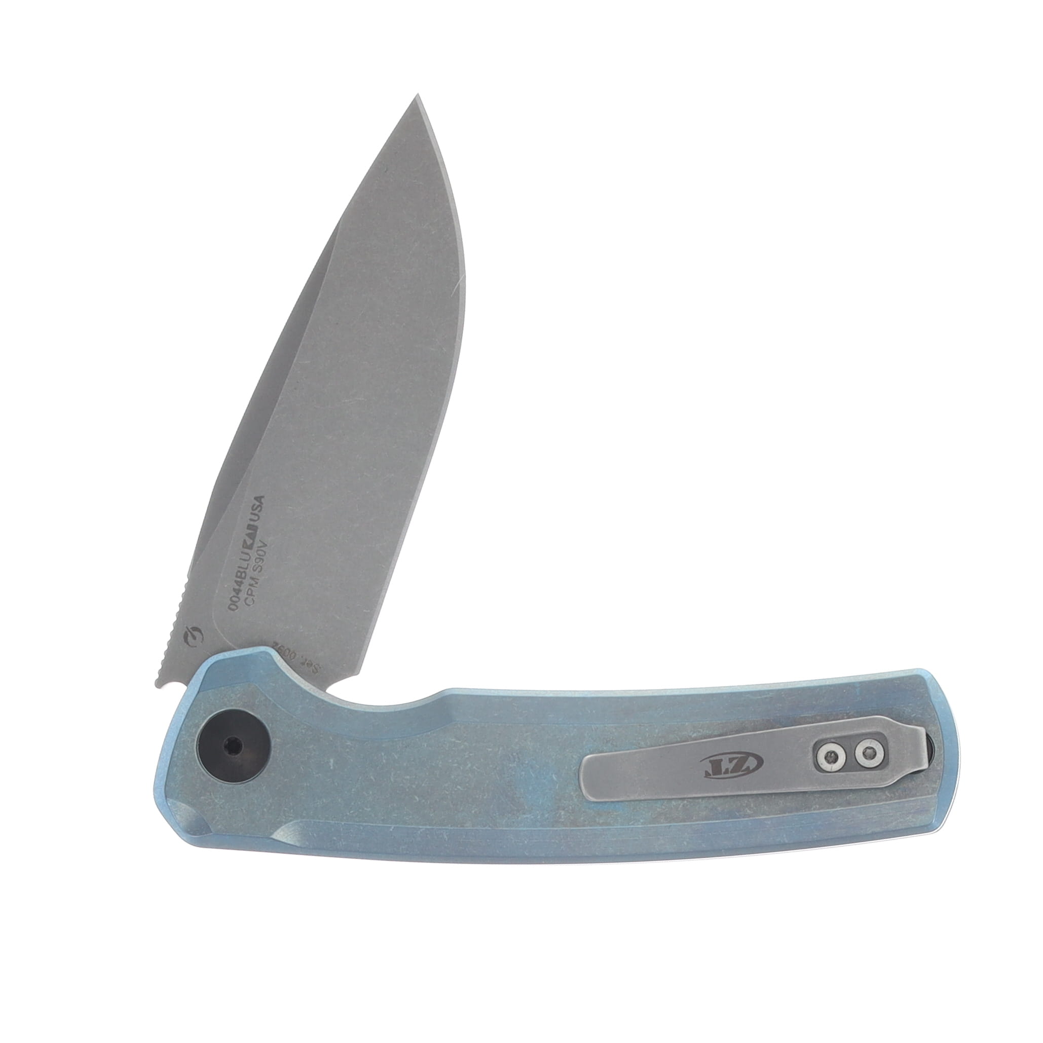Zero Tolerance Sprint Run 0044 Folding Knife S90V/Blue Anodized  ZT0044BLUTitanium ZT0044BLU View 4