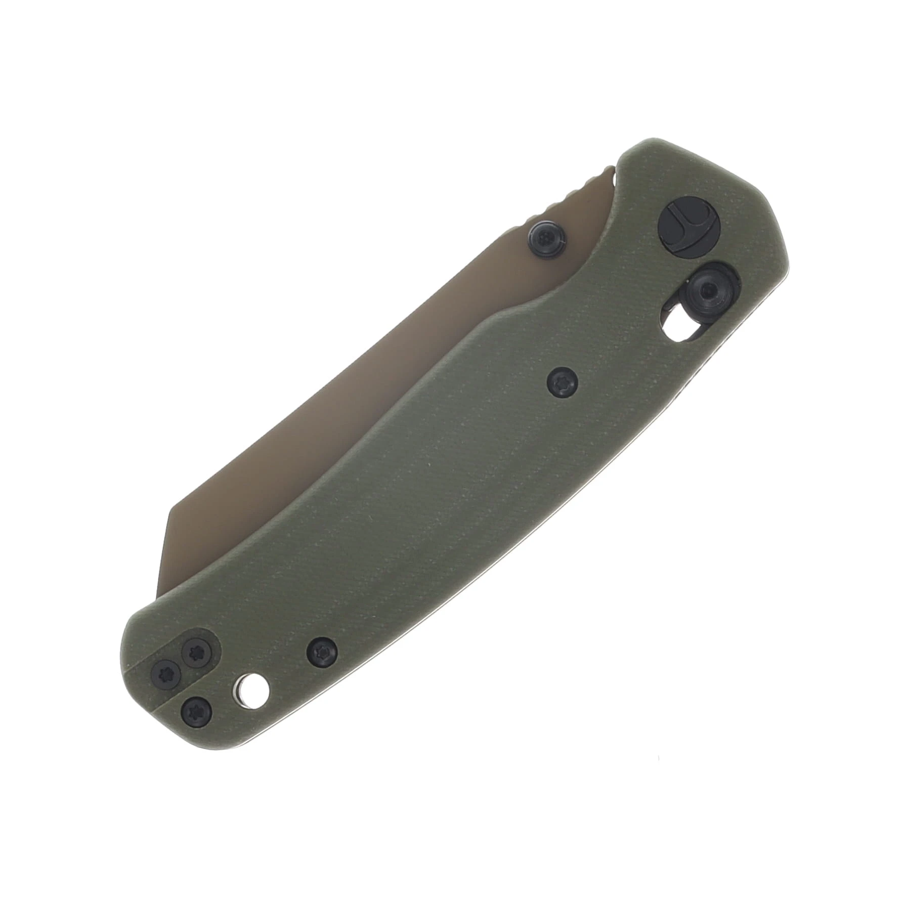Bestechman Cicada's Wing Crossbar Lock Folding Knife Gold Plated Reverse Tanto/OD G-10 BMK06C View 5