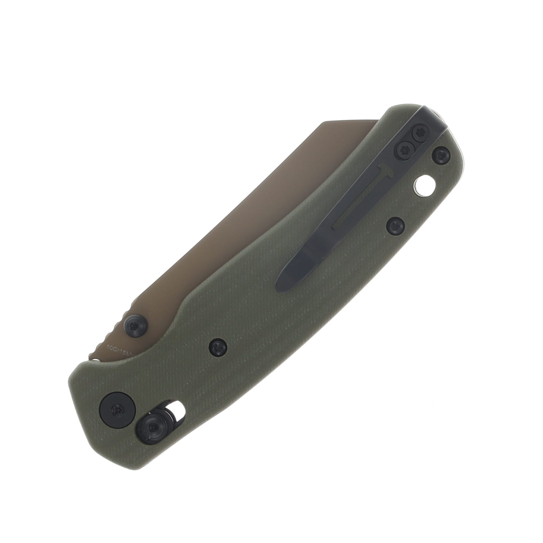 Bestechman Cicada's Wing Crossbar Lock Folding Knife Gold Plated Reverse Tanto/OD G-10 BMK06C View 6