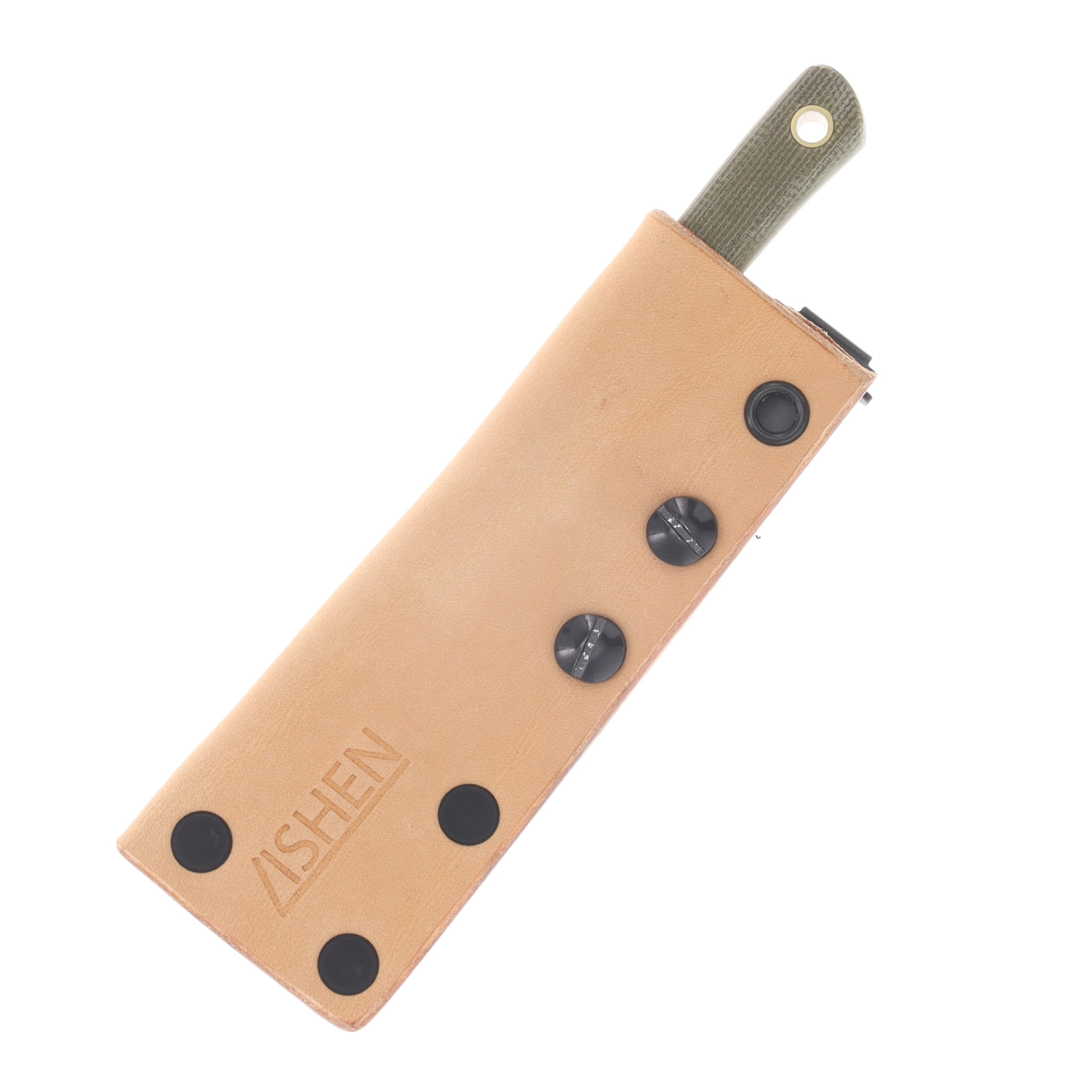Lishen Knives Mini Northern Scalpel Fixed Blade Matte Green Canvas Micarta Handle Brass Pins LKMNSMGCM View 3
