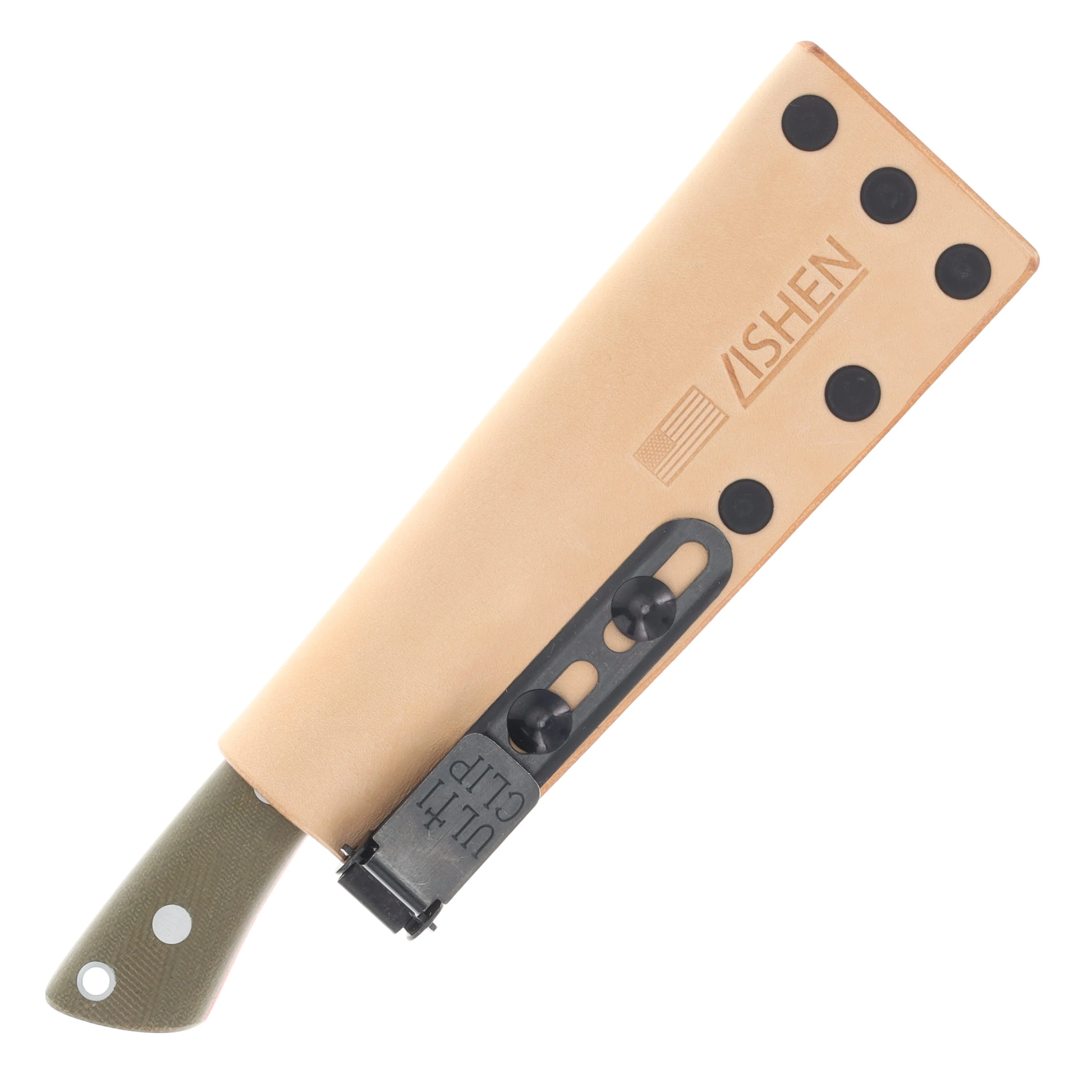 Lishen Knives Little Canuck Fixed Blade Matte Green Canvas Micarta Handle AL Pins Red Liner LKLCMGCMAL View 5