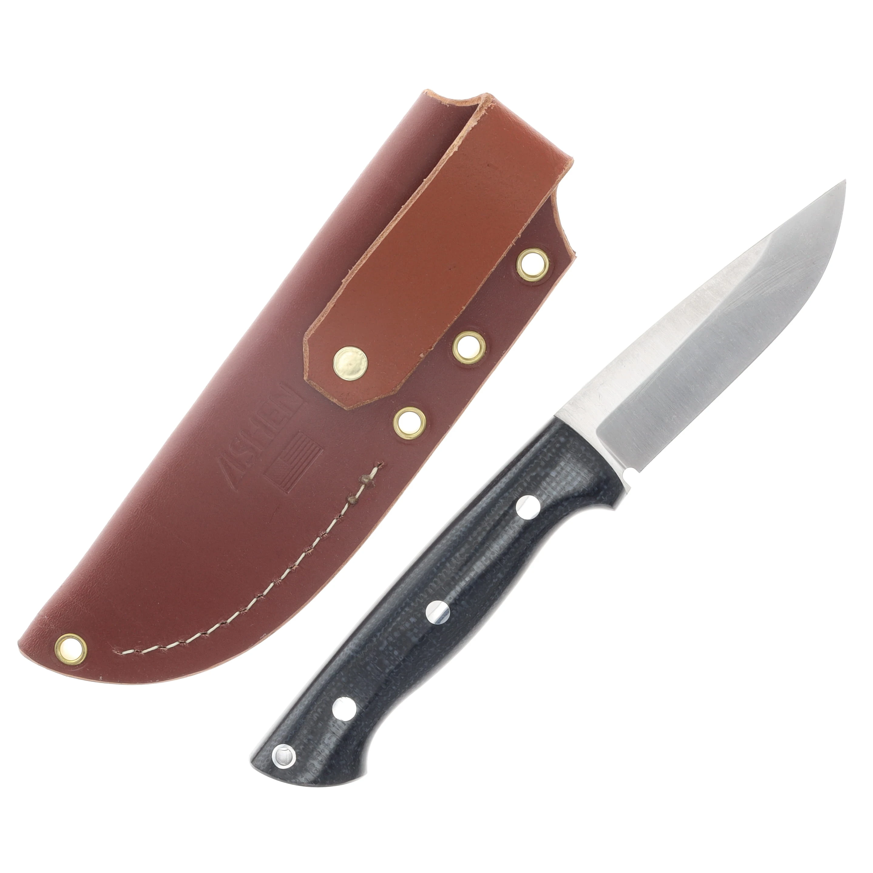 Lishen Knives Dakota Fixed Blade Midnight Jute Micarta Handle Aluminum Pins LKDAKMJM View 2