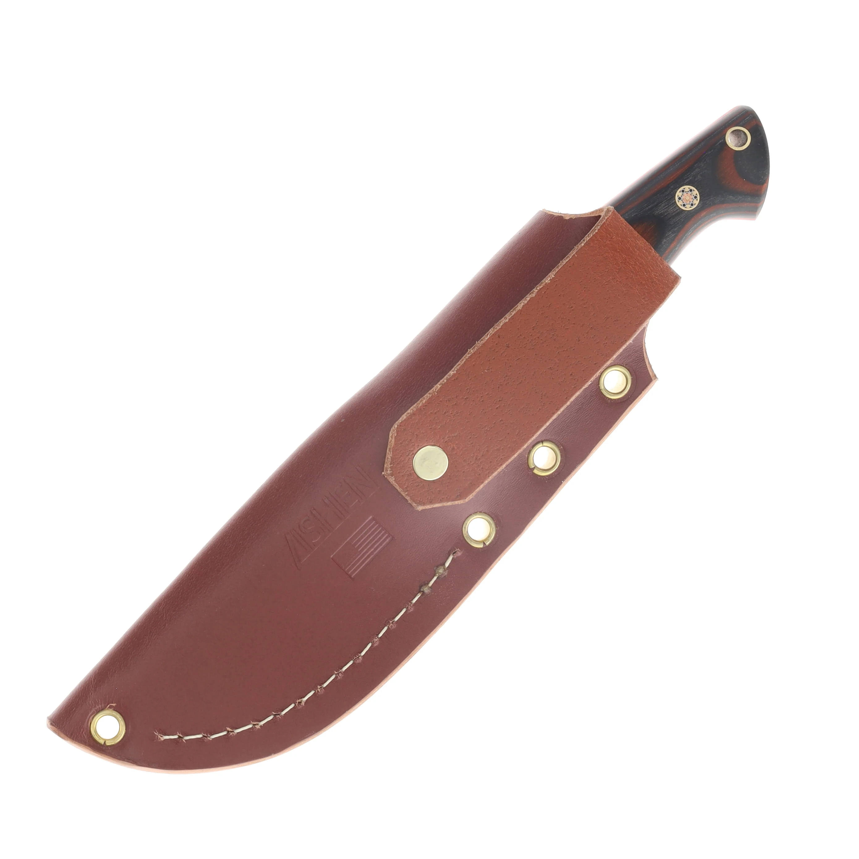 Lishen Knives Dakota Fixed Blade Ember Glow Dymalux Handle Mosaic Pins Red Liner LKDAKEMGLDYM View 5