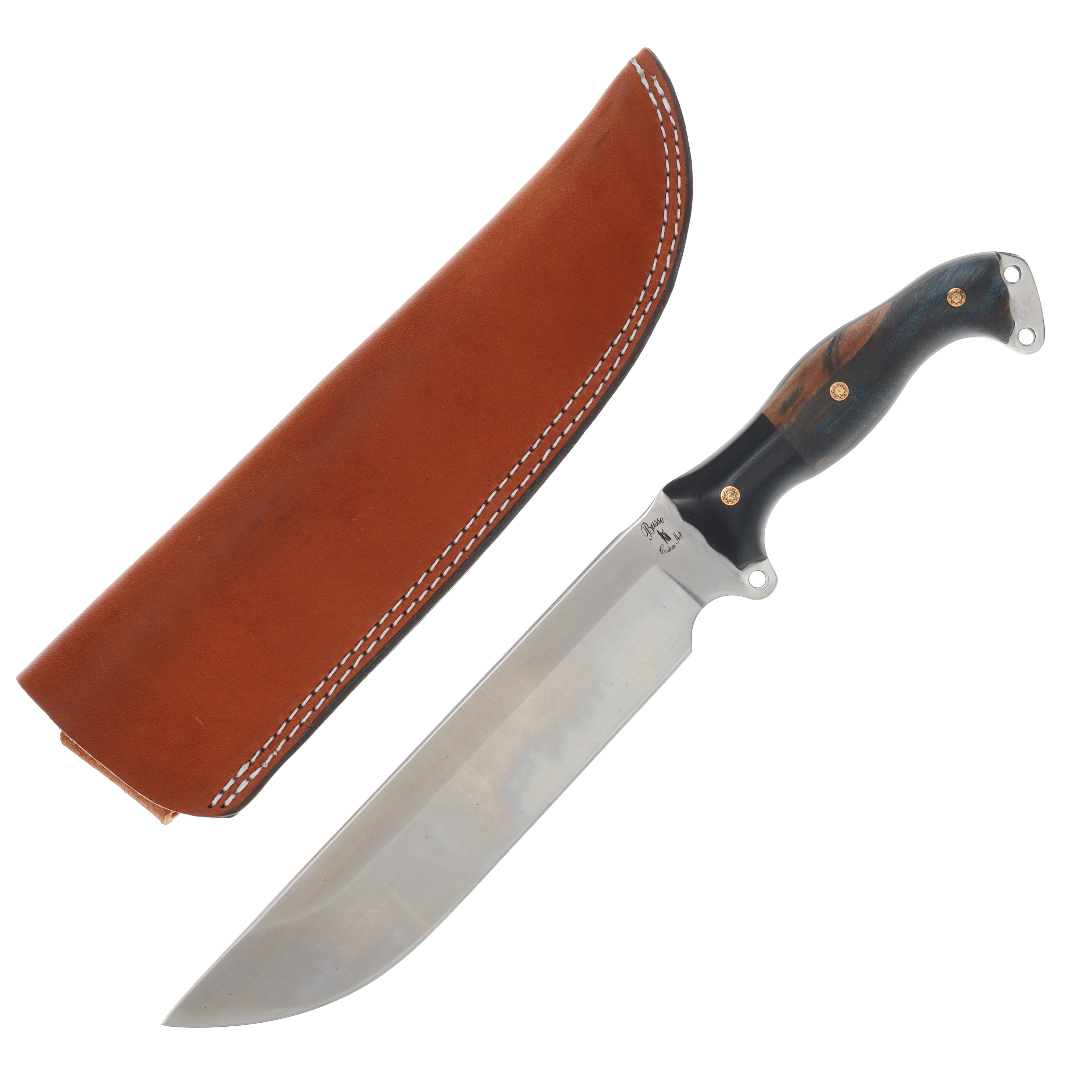 Busse Custom Shop Nano Fusion Camp Mistress Fixed Blade Black Canvas Micarta/Wood Handle Mosaic 42926Y View 1