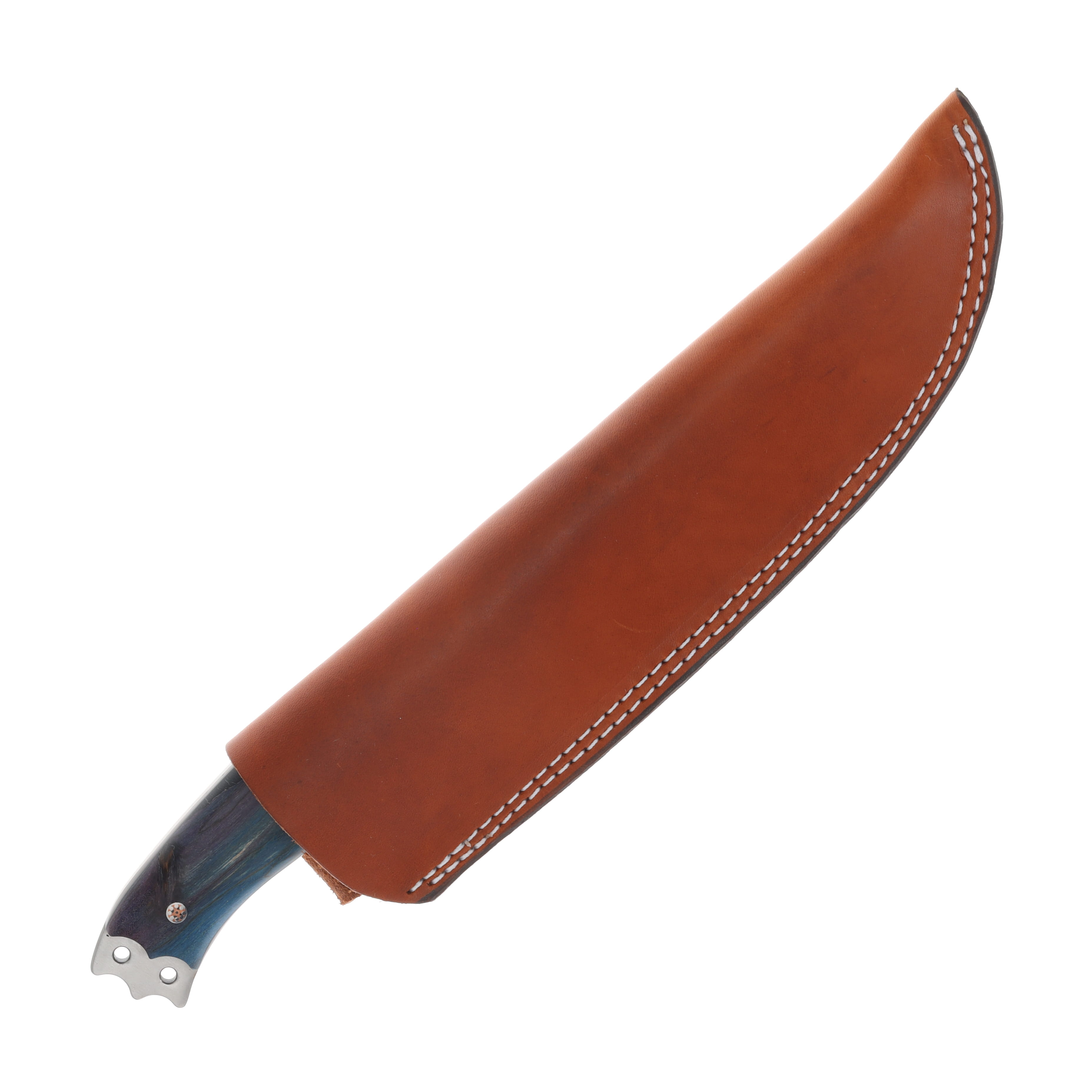 Busse Custom Shop Hell Razor 2 Fixed Blade Red Canvas Micarta/Blue Wood Handle Mosaic Pins 43026C View 3