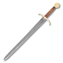 Szco Supplies Knight Sword Wood with Brass Inlay 31in Overall DM5018